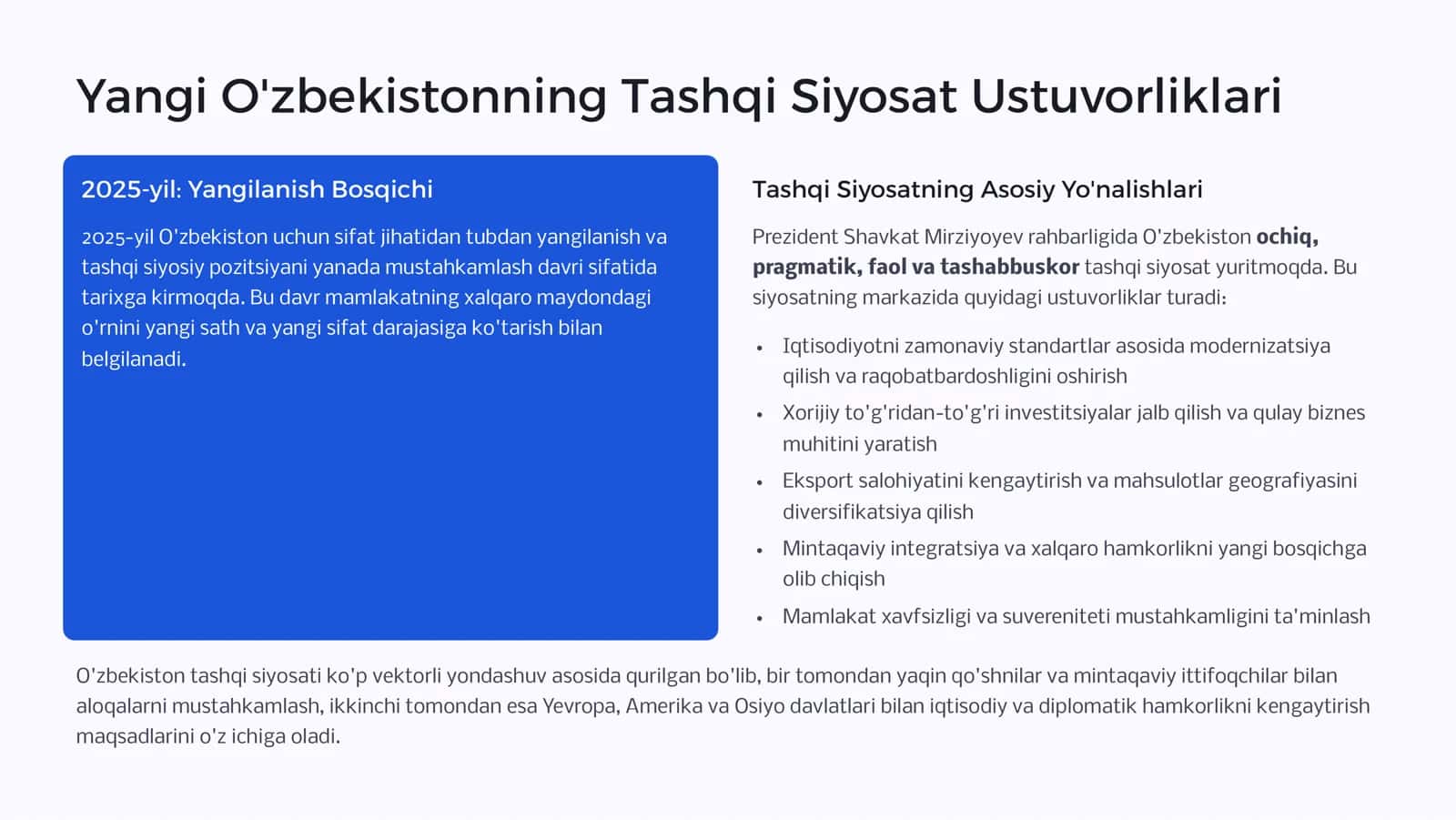 O'zbekistonning Xalqaro Munosabatlari 2