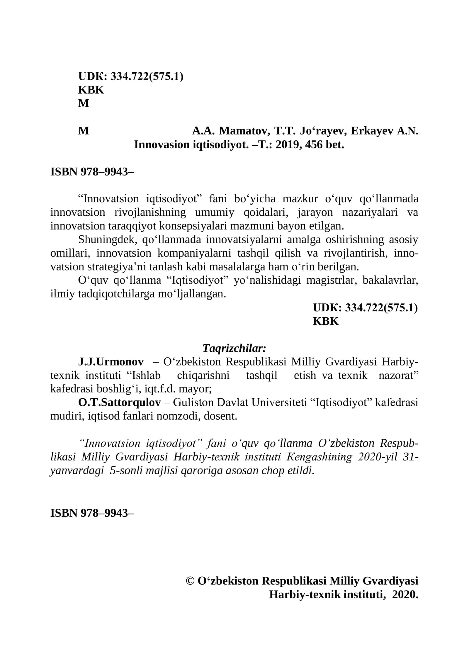 INNOVATSION IQTISODIYOT 2