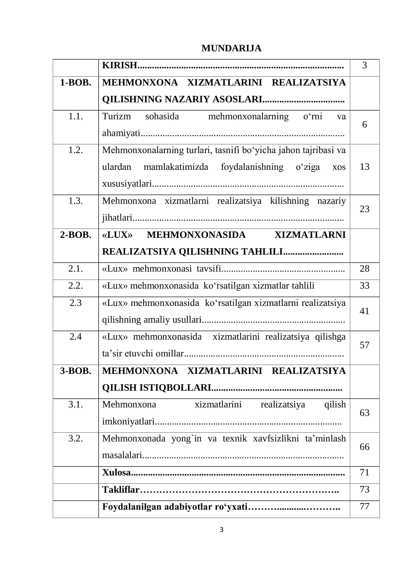 Mehmonxona xizmatlarini realizatsiya qilish yo’llari («Lux» mehmonxonasi misolida) 2