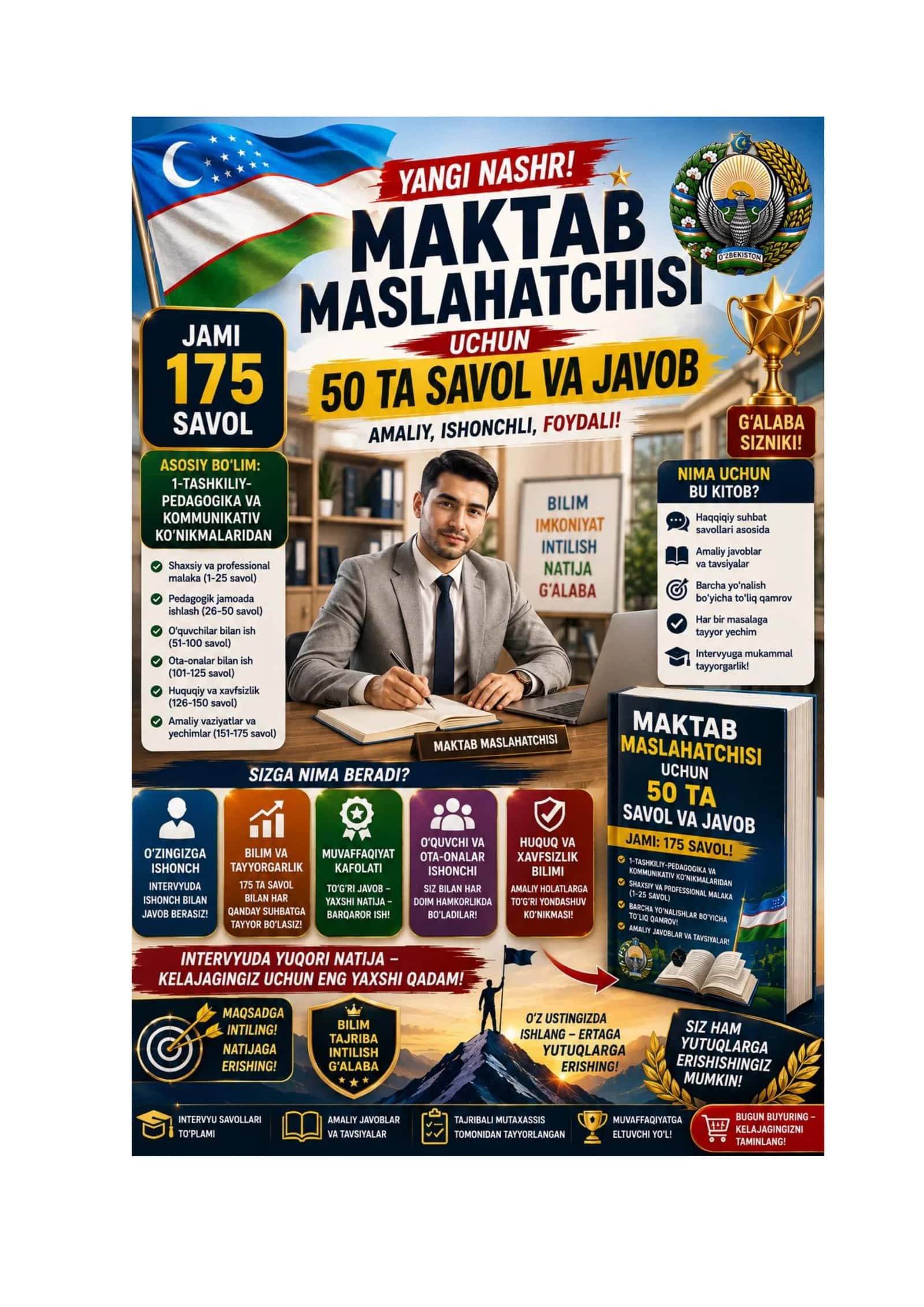MAKTAB MASLAHATCHISI UCHUN 50 TA SAVOL VA JAVOB 2
