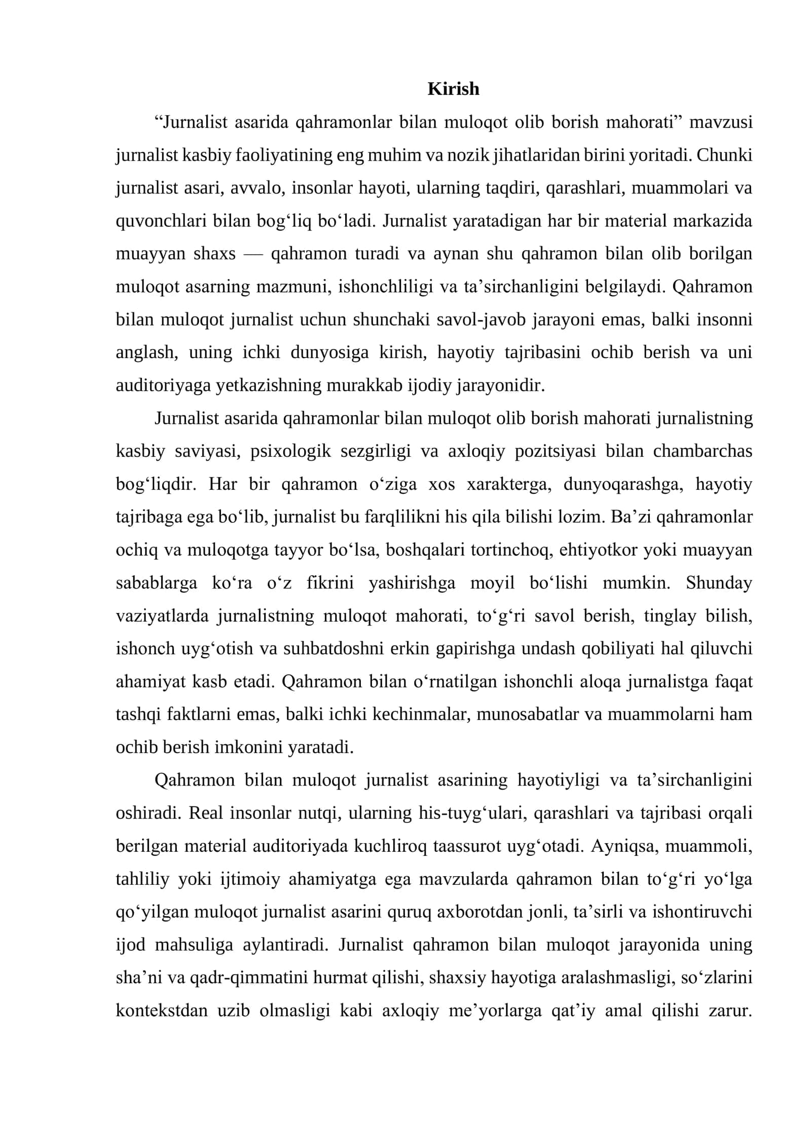 JURNALIST ASARIDA QAHRAMONLAR BILAN MULOQOT OLIB BORISH MAHORATI 2