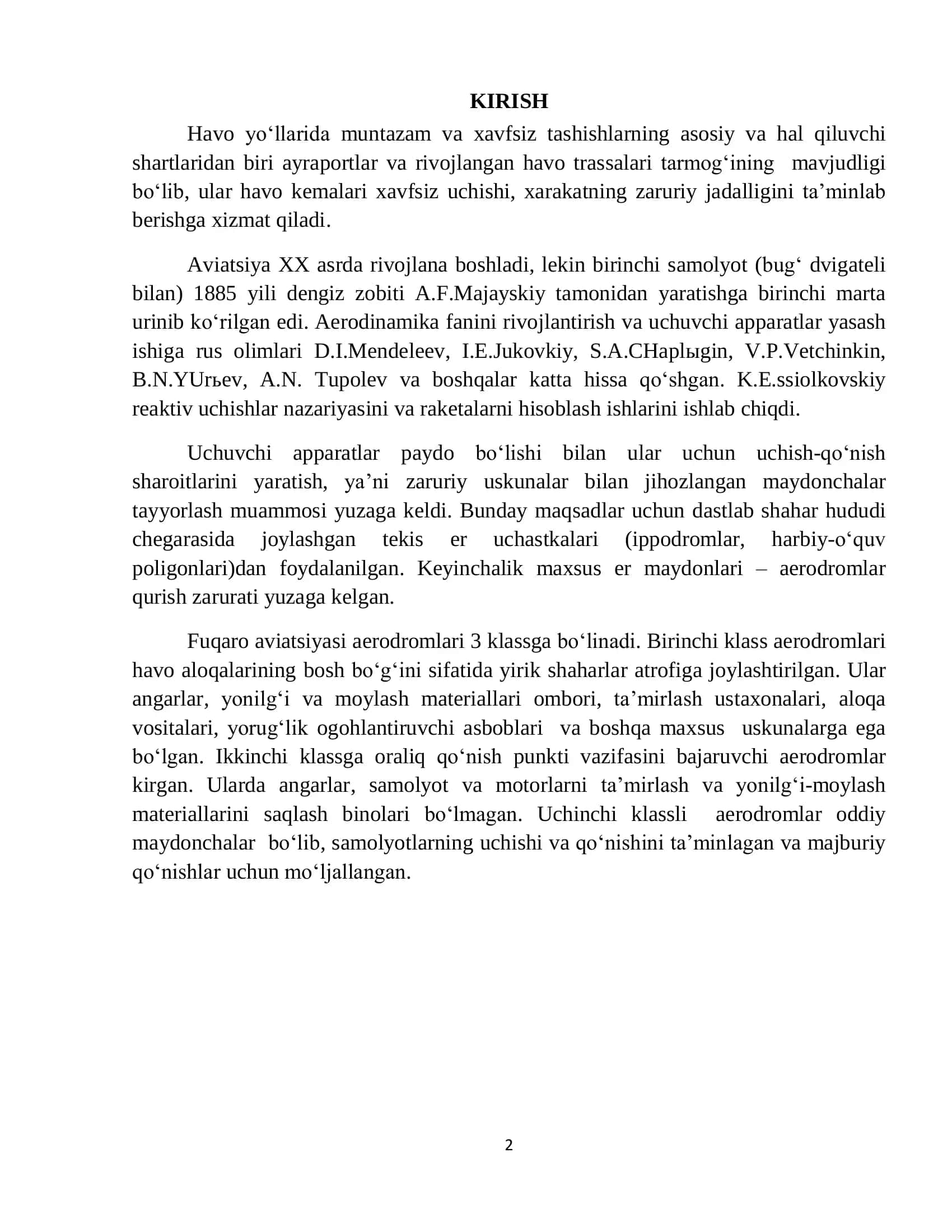 AVTOMOBIL YO'LLARI VA AERODROMLARNI LOYIHALASH 2