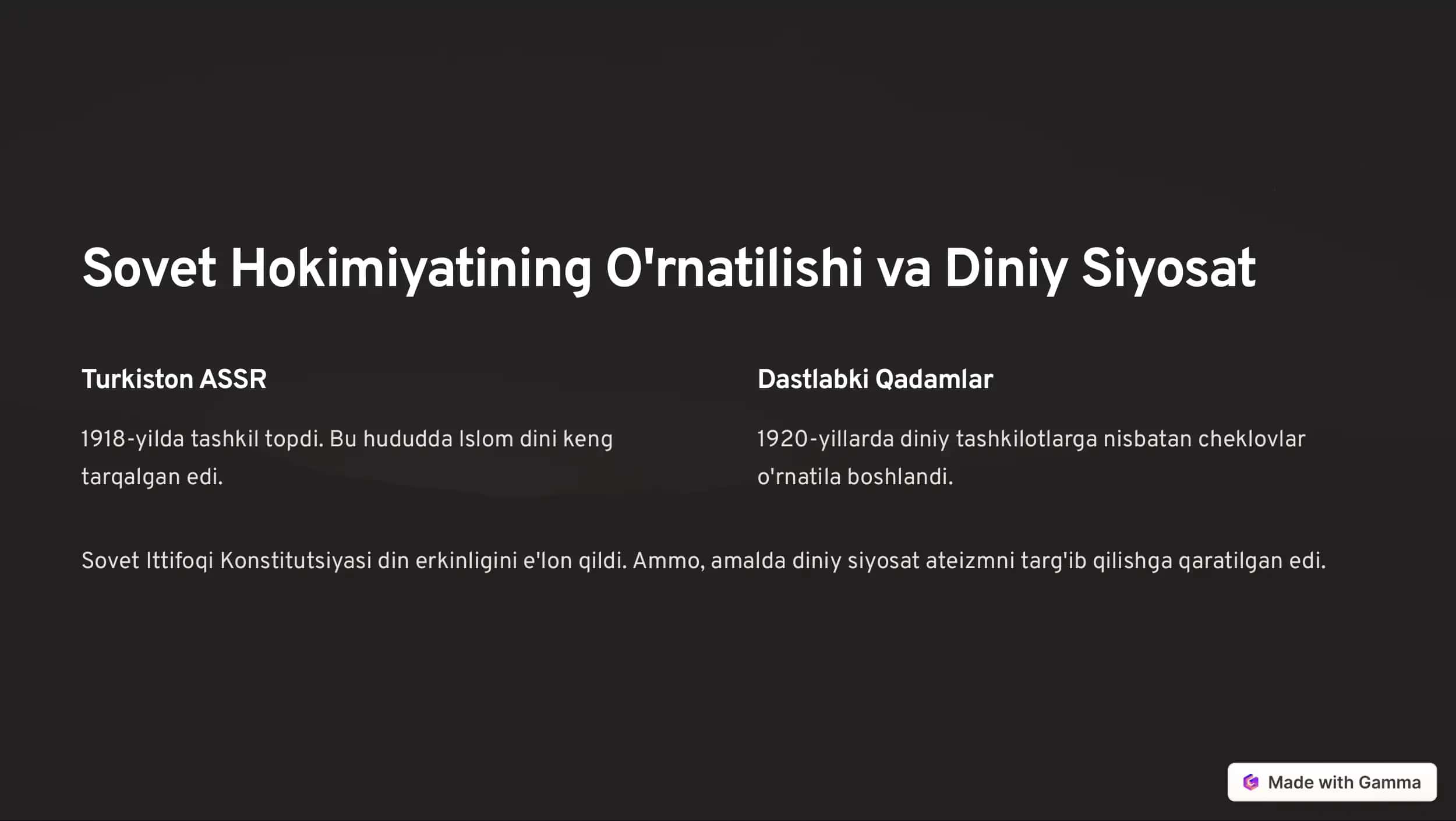 Sovet Hokimiyatining Islom Diniga Bo'lgan Munosabati 2