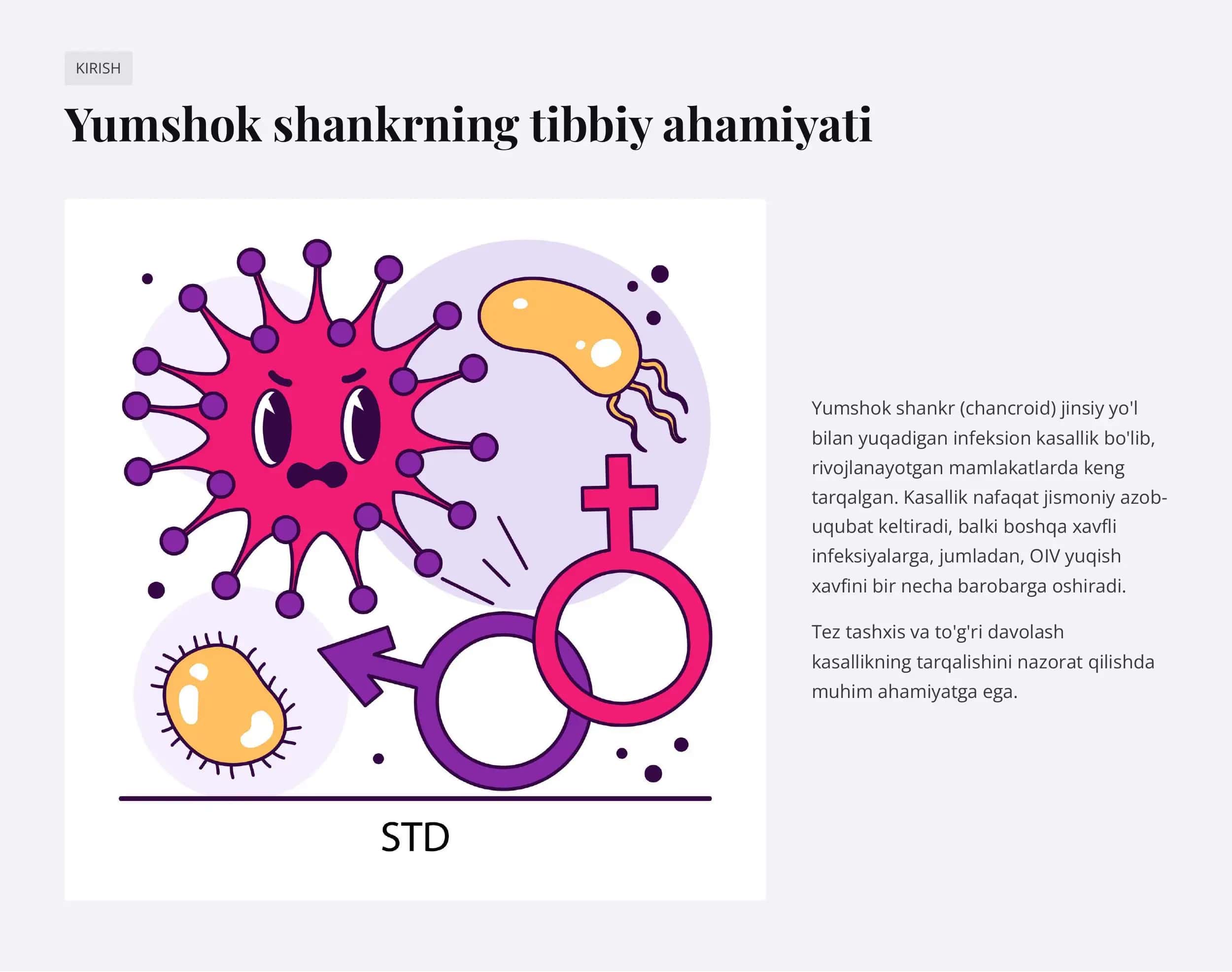 Yumshok shankr qo'zg'atuvchisi. Ularni tarqalishi,  kasallik patogenezi, laboratoriya tashxisi. 2