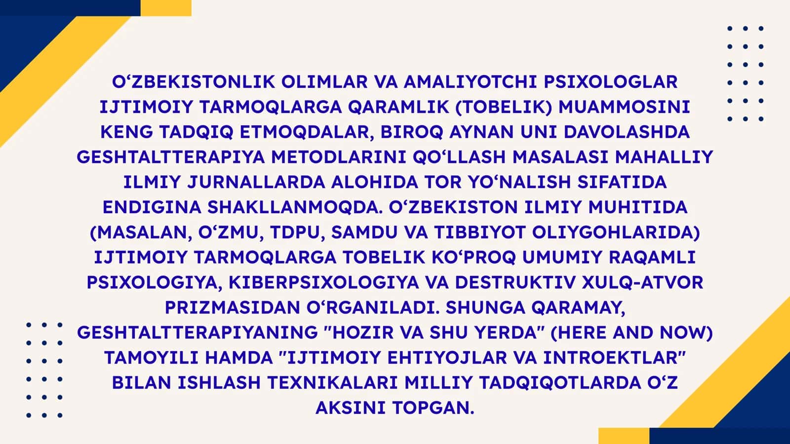 Geshtalterapeya va Tobelikni yengilash Imkoniyatlari 2