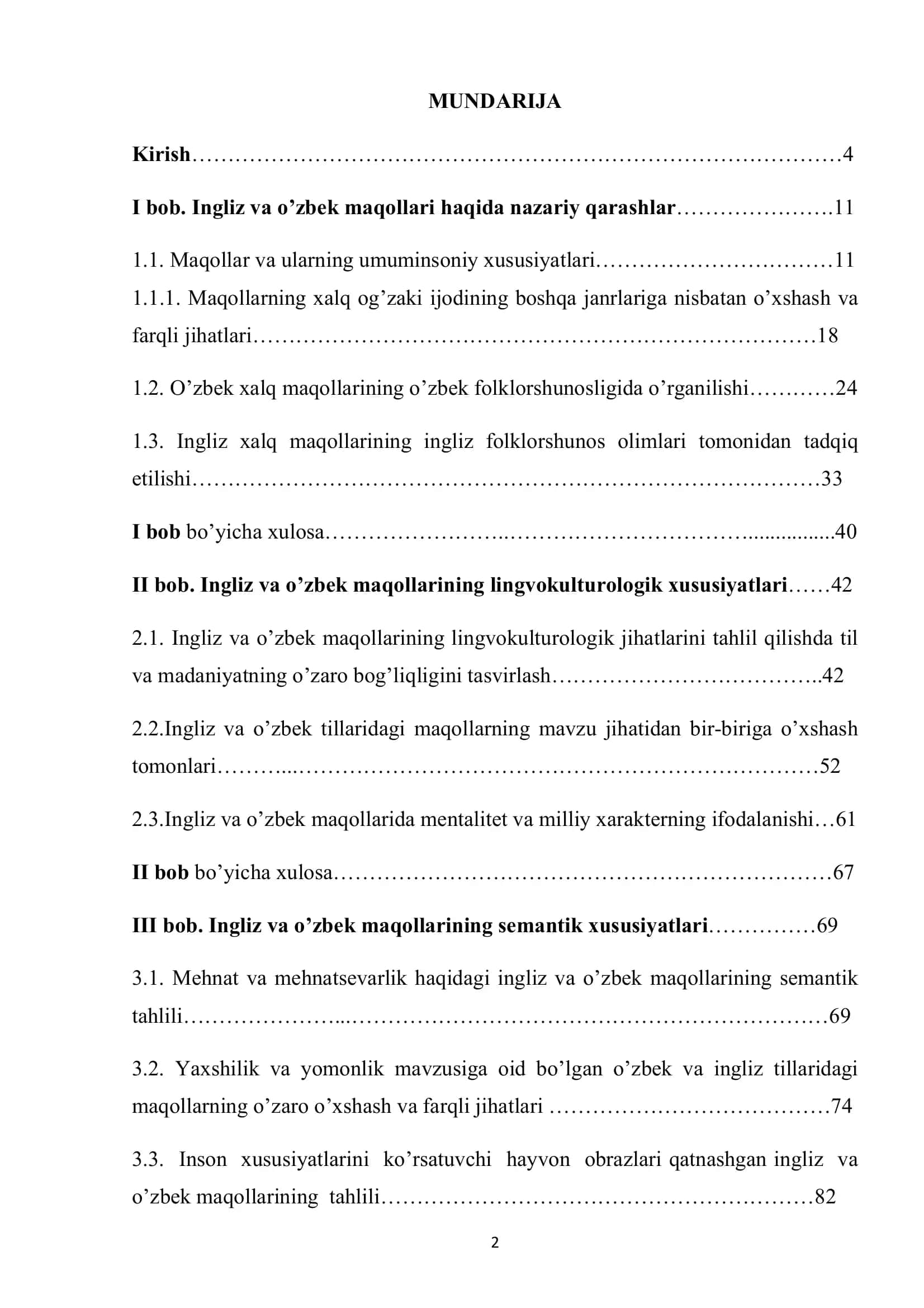Ingliz va o’zbek maqollarining lingvokulturologik va semantik xususiyatlari 2