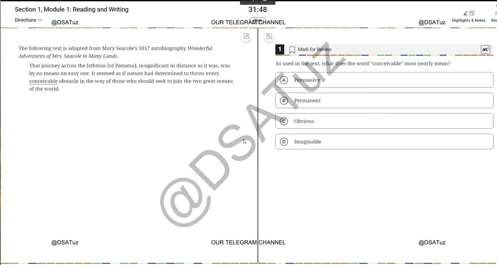 Digital SAT Actual Test with Key 2
