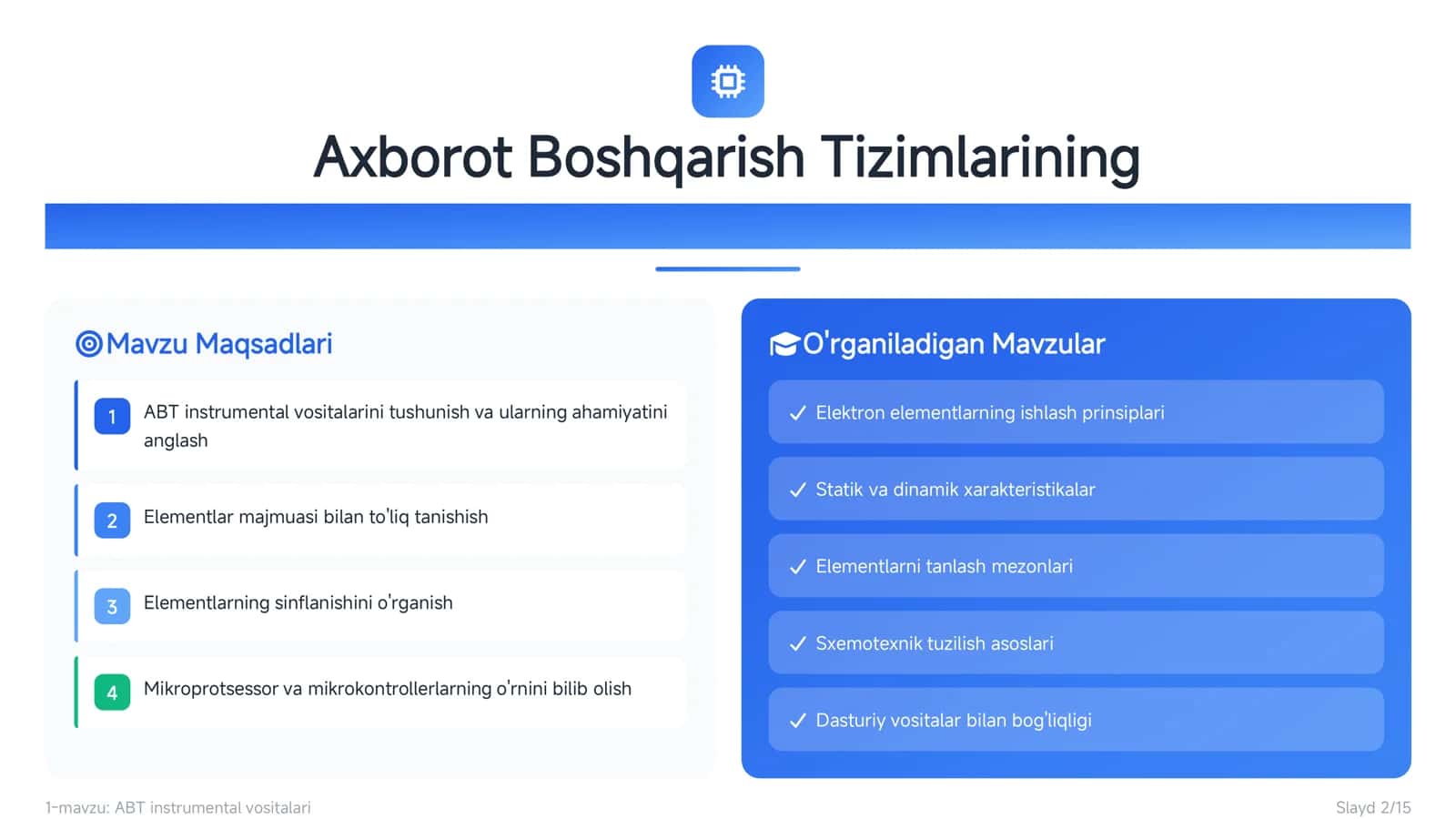 AXBOROT BOSHQARISH TIZIMLARINING  INSTRUMENTAL VOSITALARI 2
