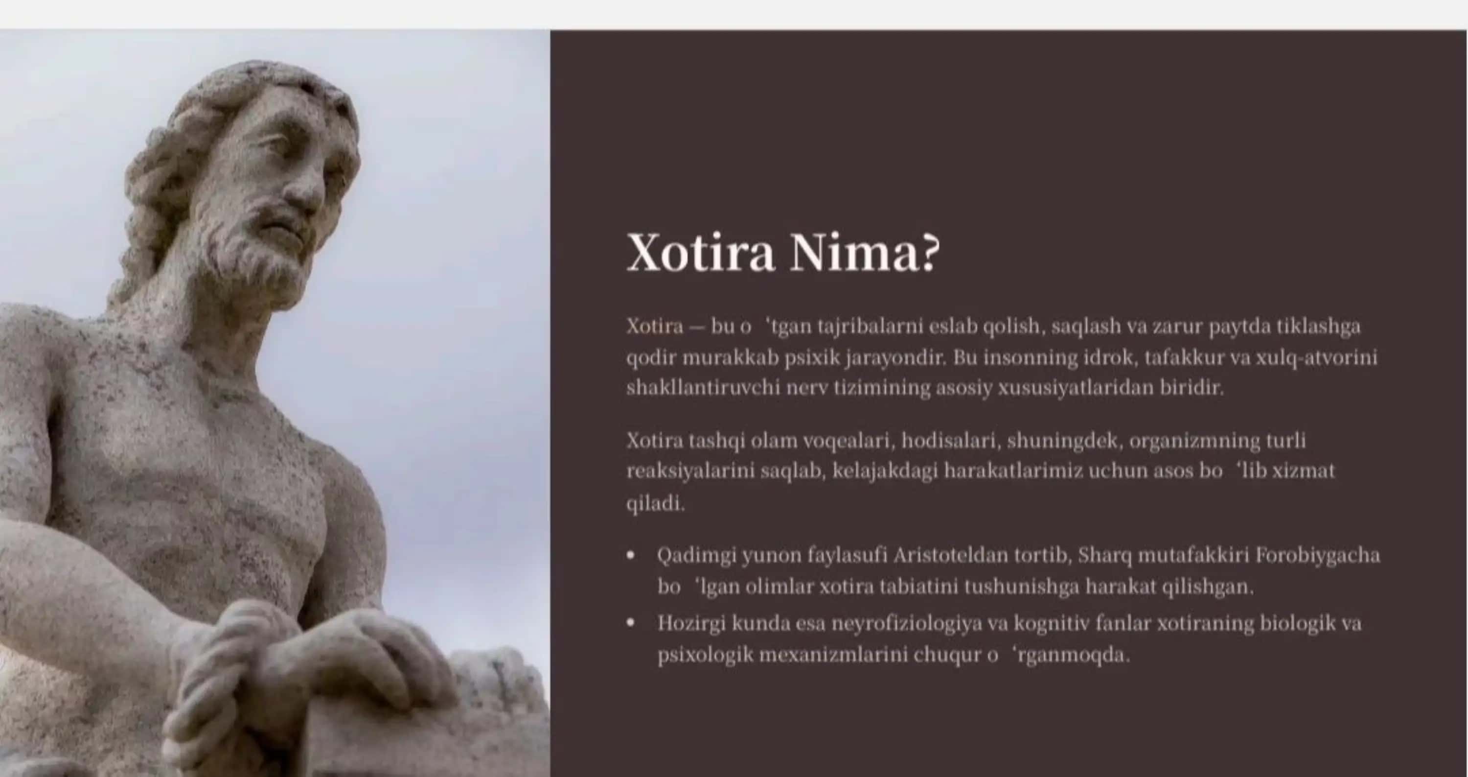 Xotira haqida slayd 2