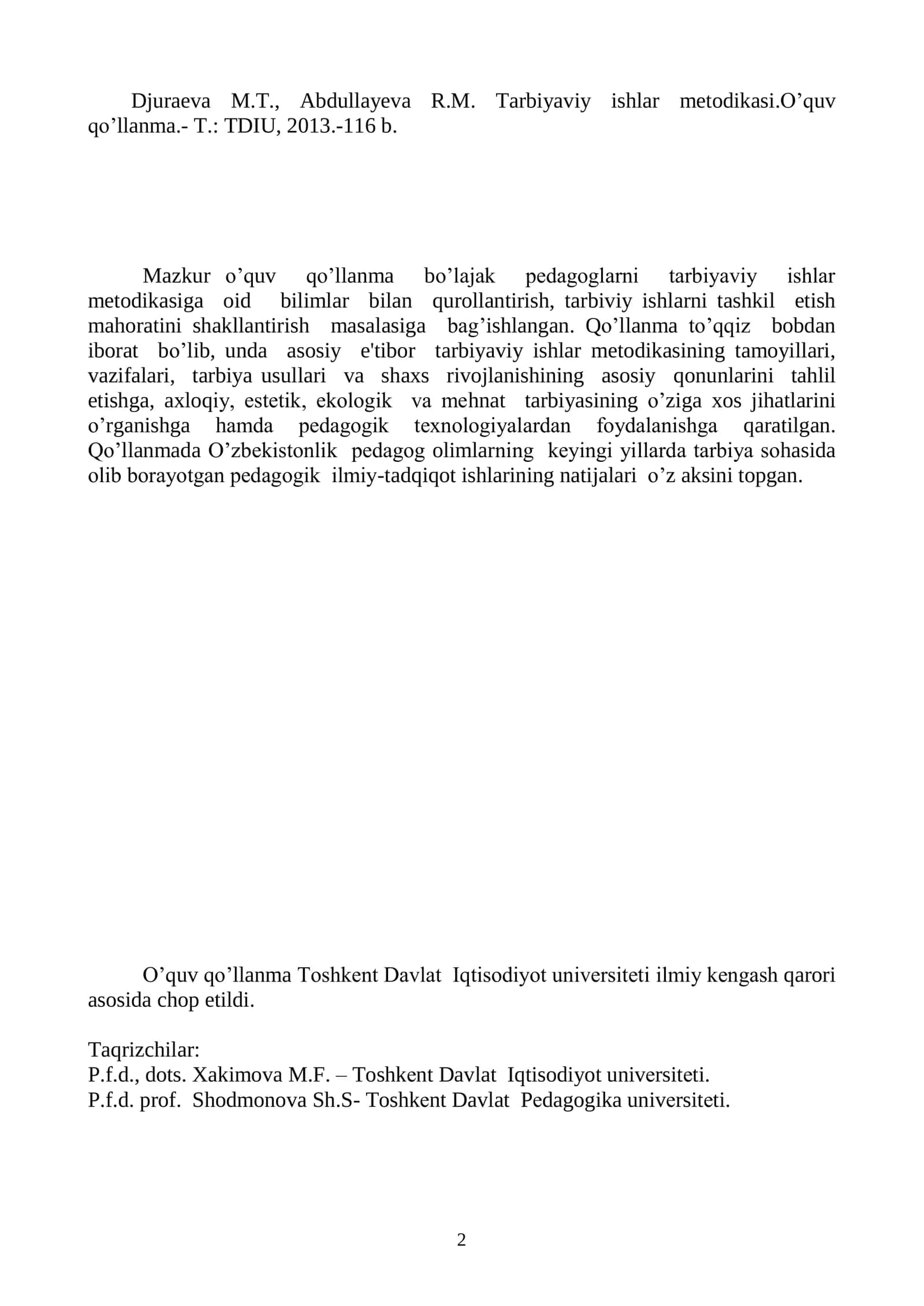 Tarbiyaviy ishlar metodikasi 2