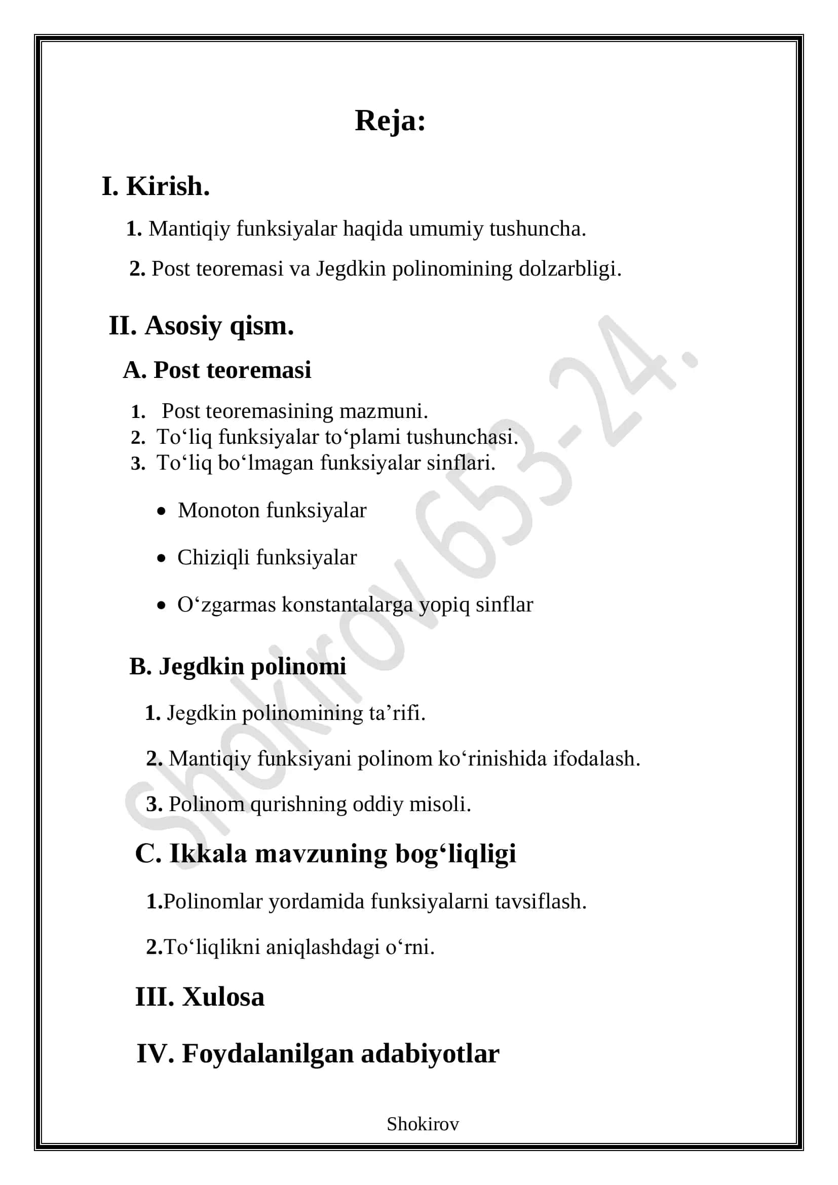 Diskret tsuzilmalari fanidan 2