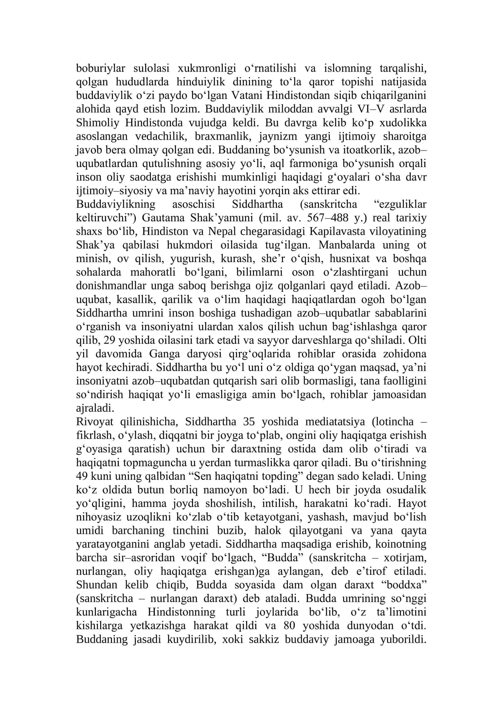 Buddaviylik dini tarixi va asosiy g`oyalari 2