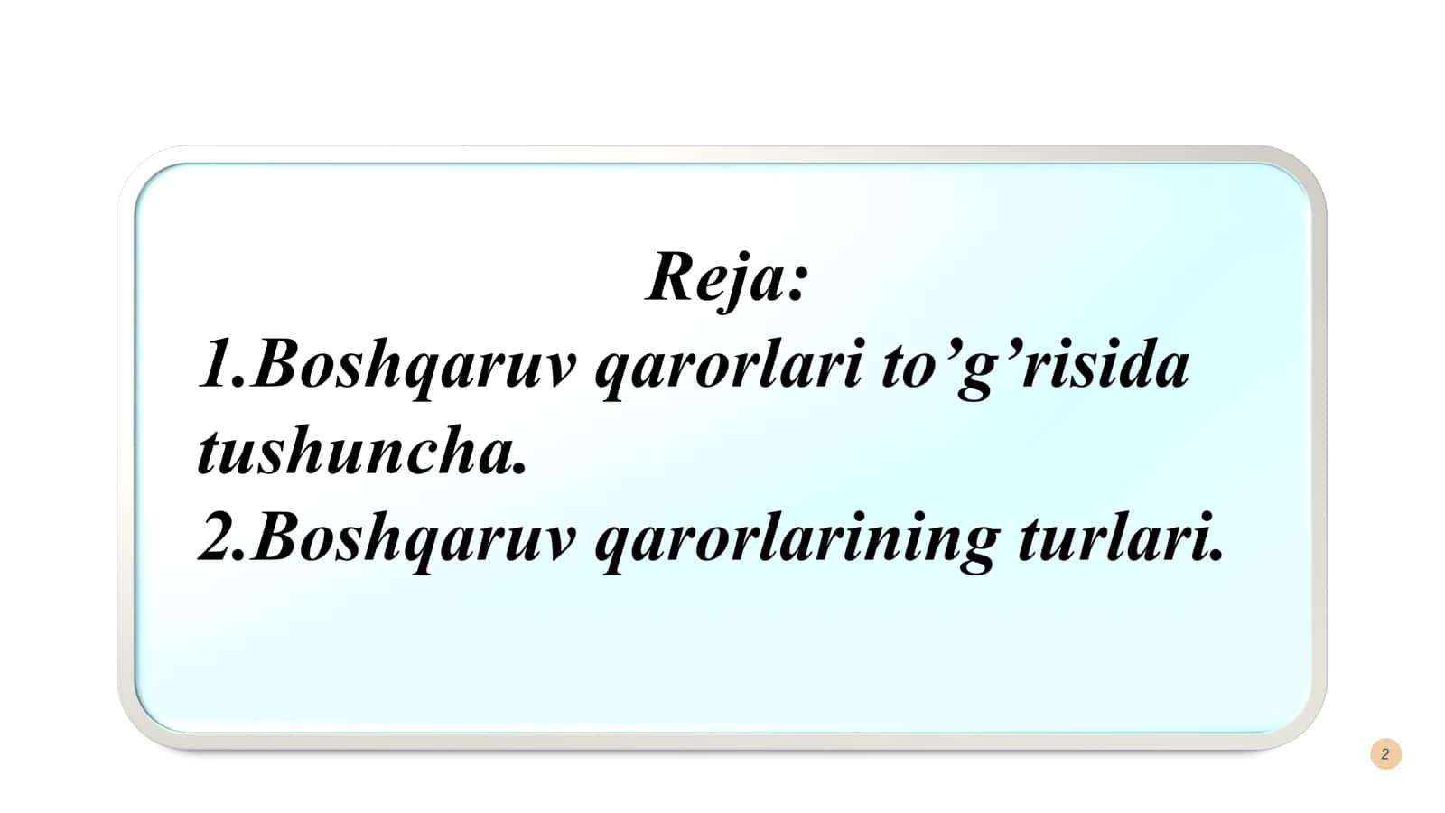 Boshqaruv qarorlari 2