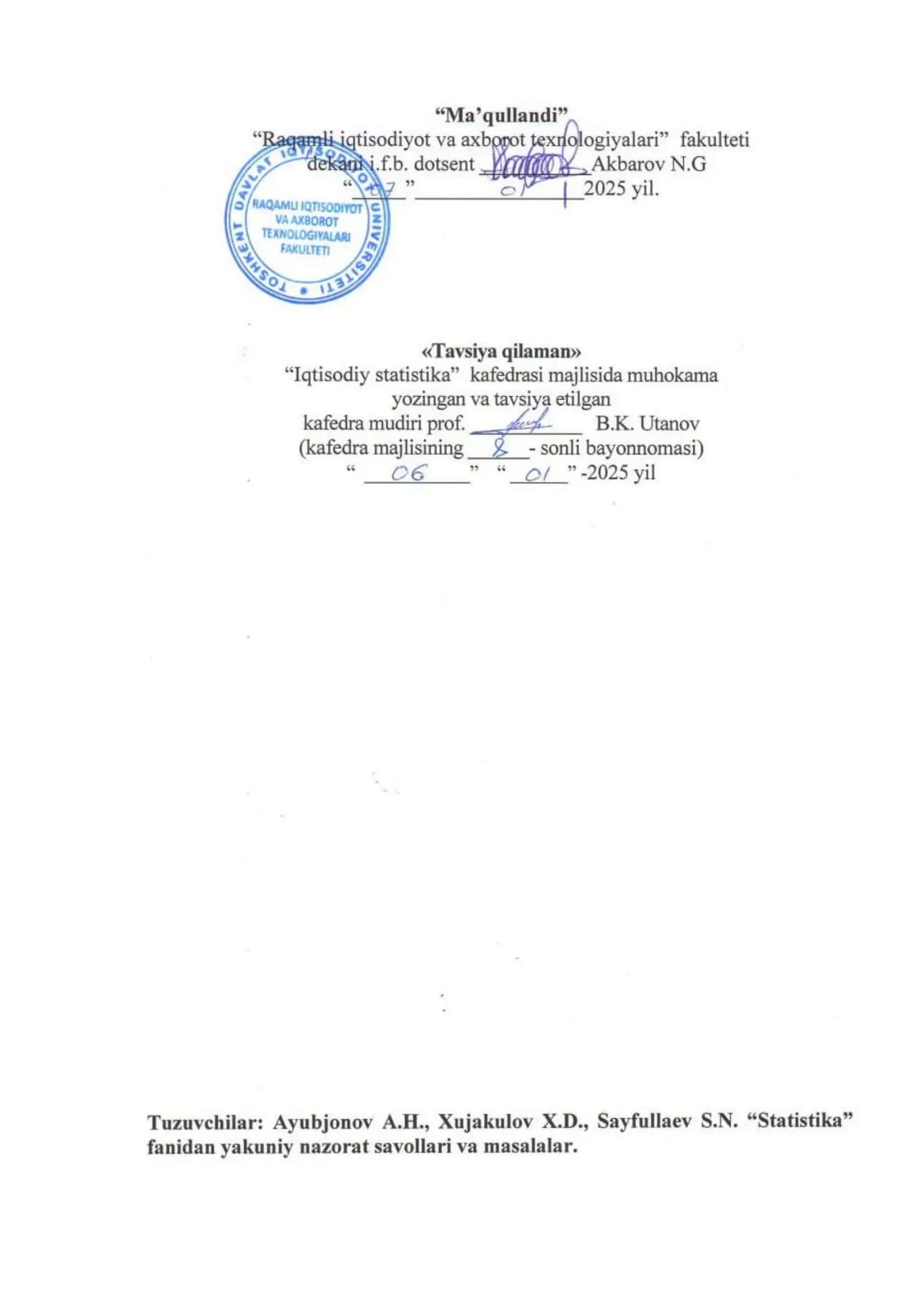 statistika yakuniy nazorat 2