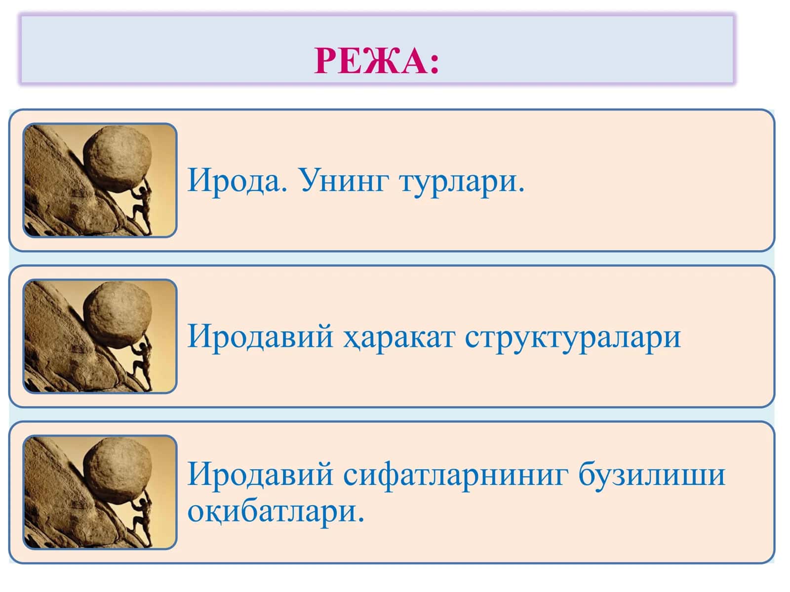 Ирода ҳақида тушунча.  Шахснинг иродавий сифатлари. 2