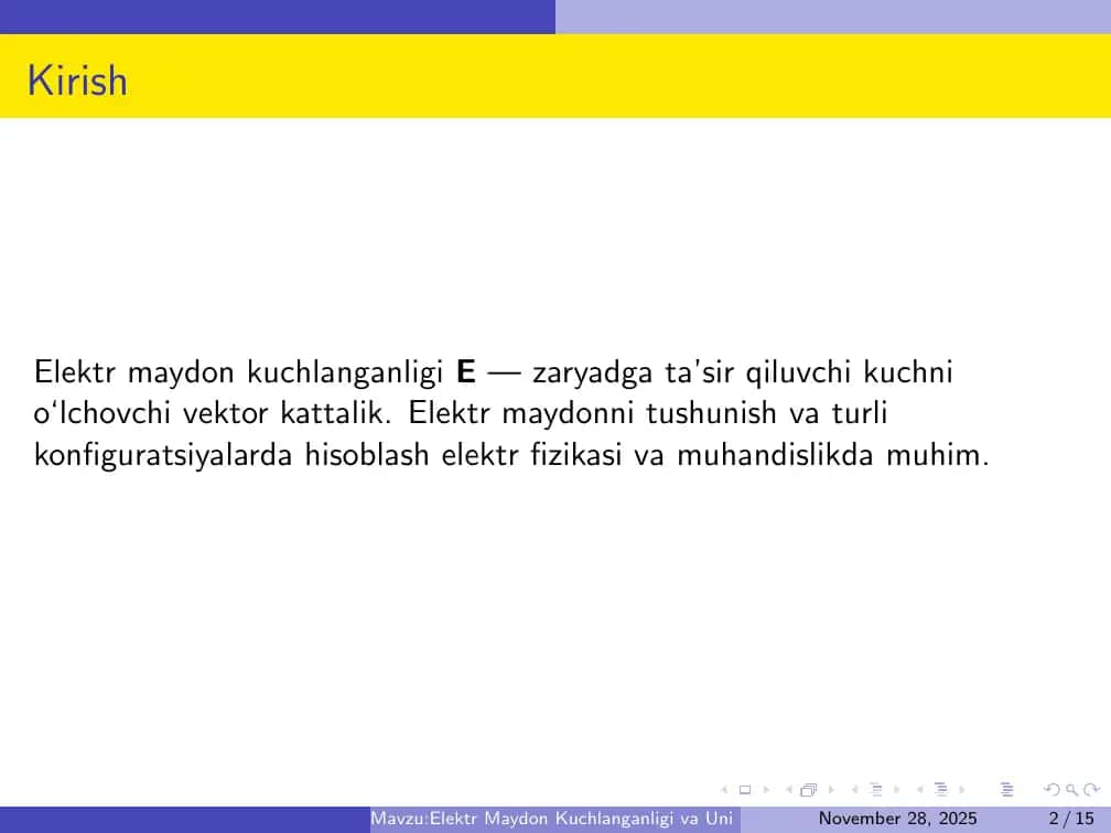 Elektr Maydon Kuchlanganligi va Uni Turli Xollarda Hisoblash 2