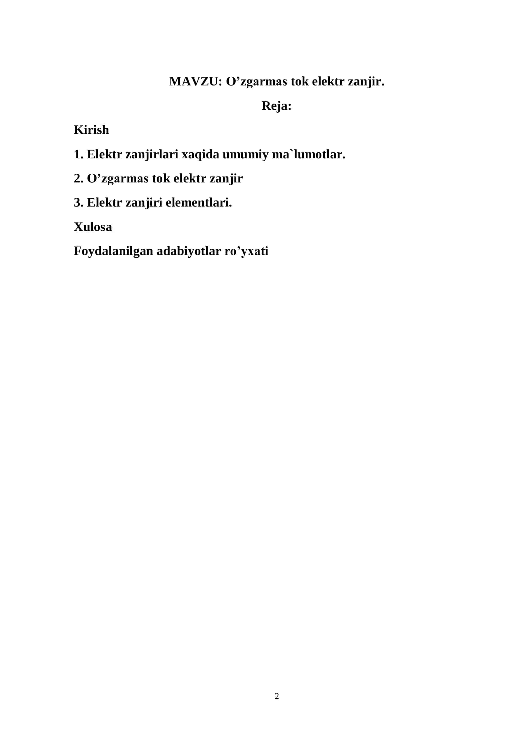 O’zgarmas tok elektr zanjir 2