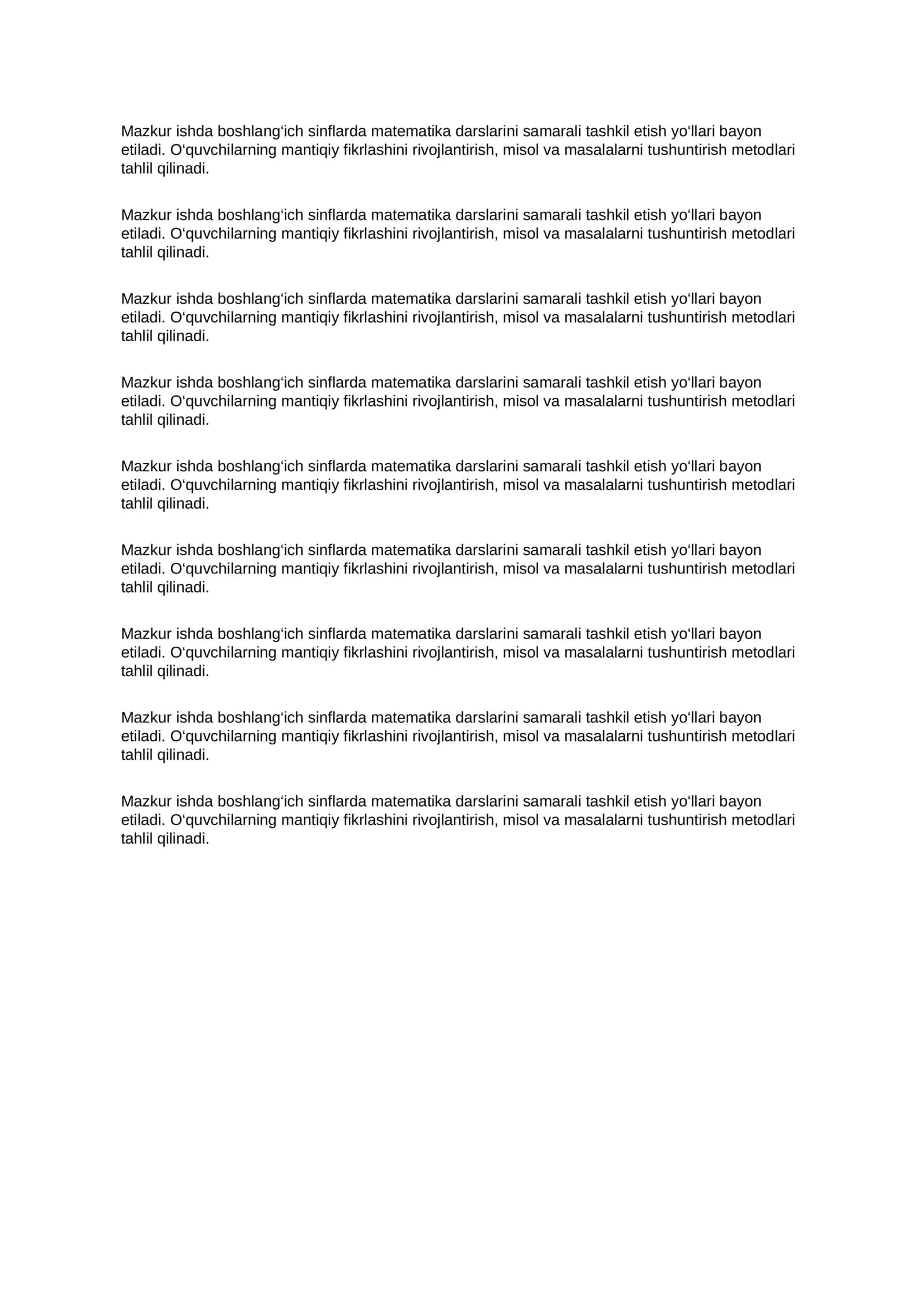 Boshlang‘ich sinflarda matematika darslarini samarali tashkil etish (Kurs ishi PDF) 2