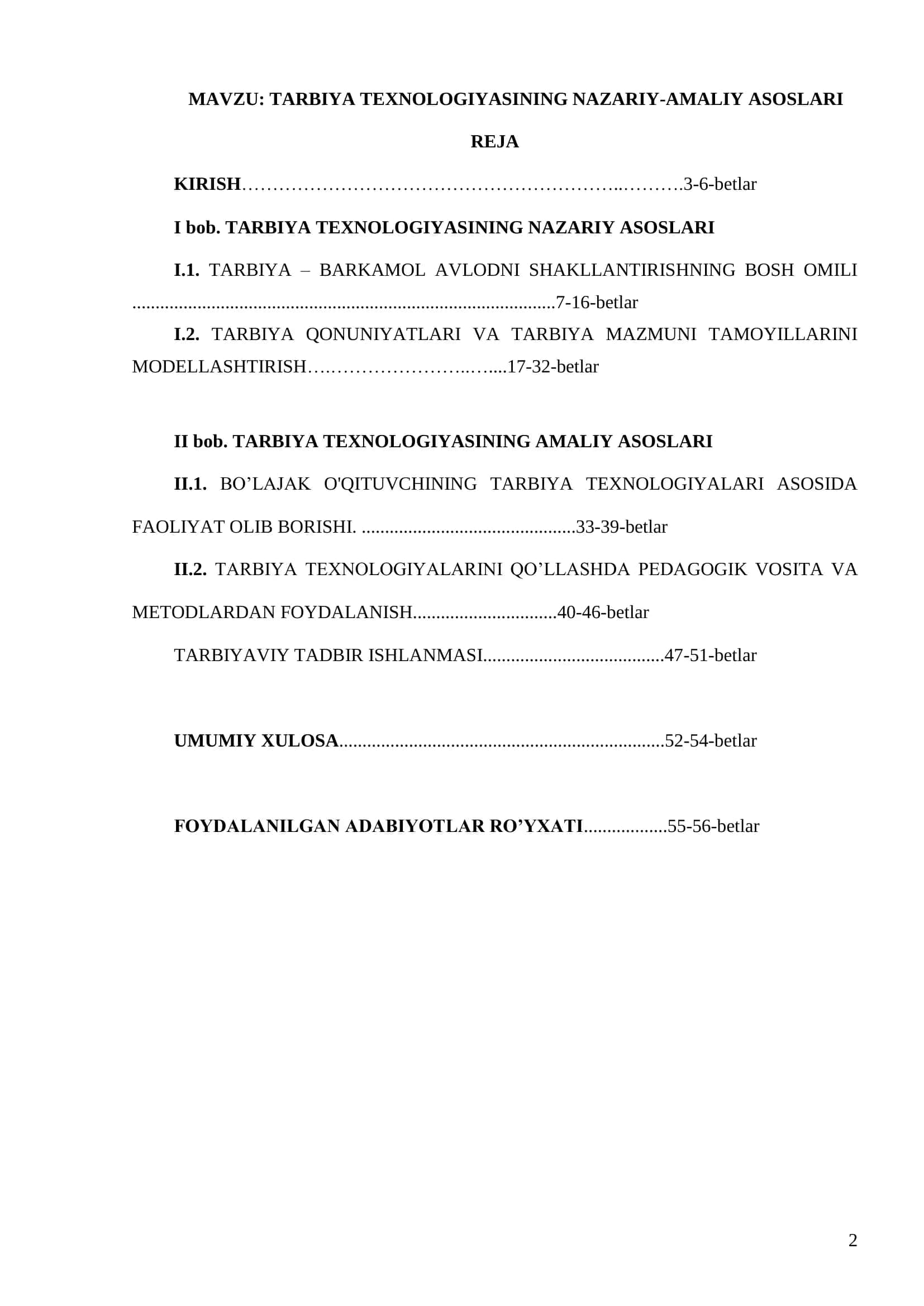 TARBIYA TEXNOLOGIYASINING NAZARIY-AMALIY ASOSLARI 2