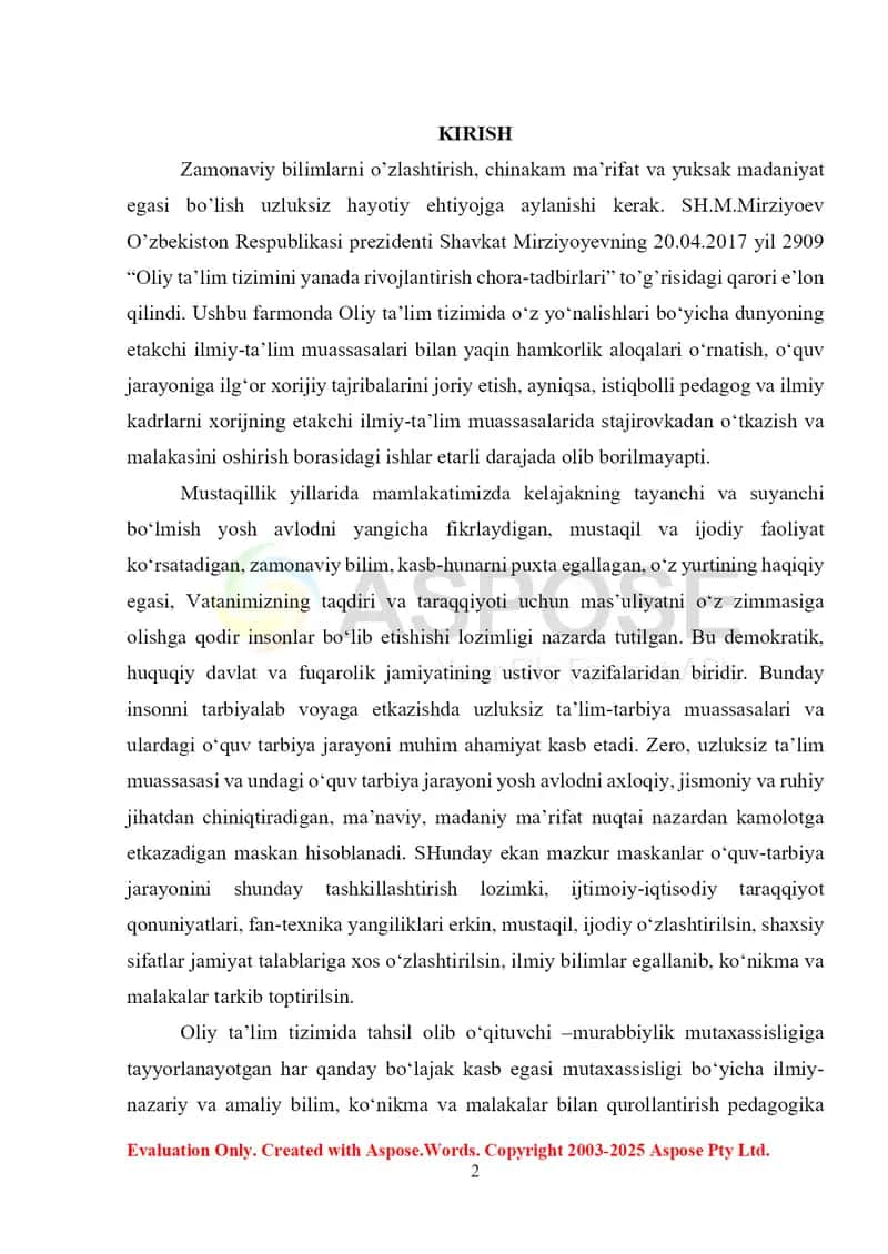 Mutaxassislik fanlarini o‘qitishda muommoli vaziyat, keys-stadi topshiriqlarini ishlab chiqish metodikasi 2