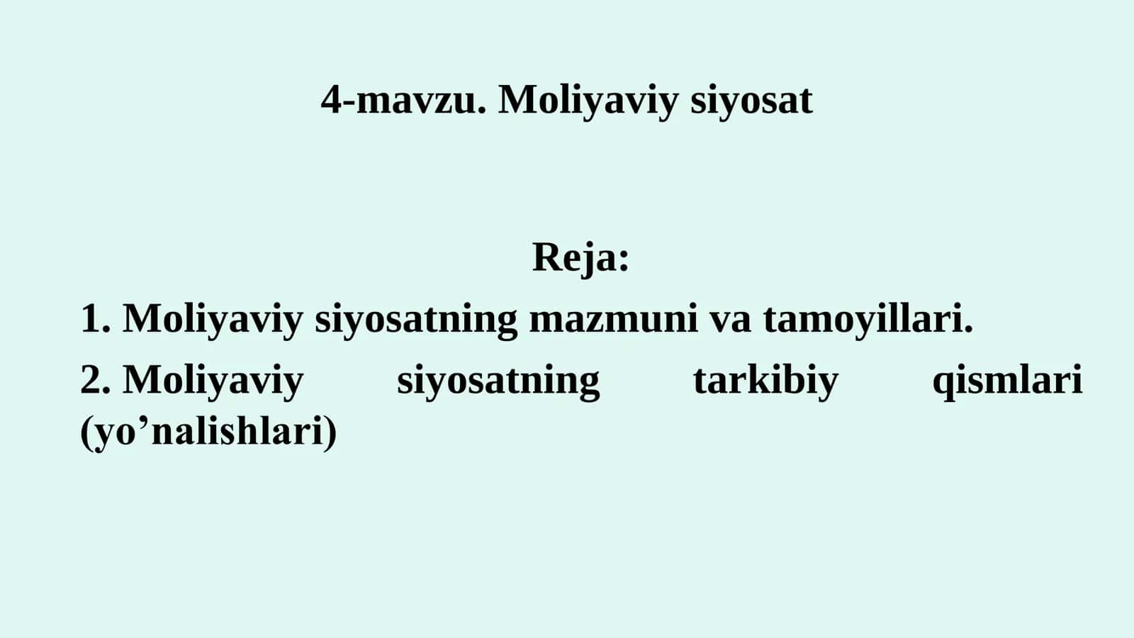 Moliyaviy siyosat 2