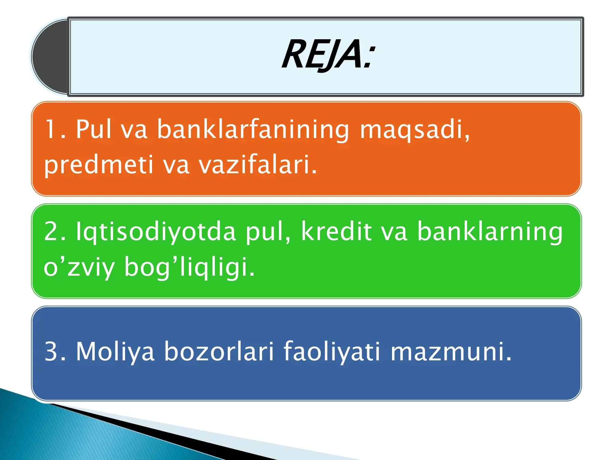 PUL VA BANKLAR FANIGA KIRISH 2