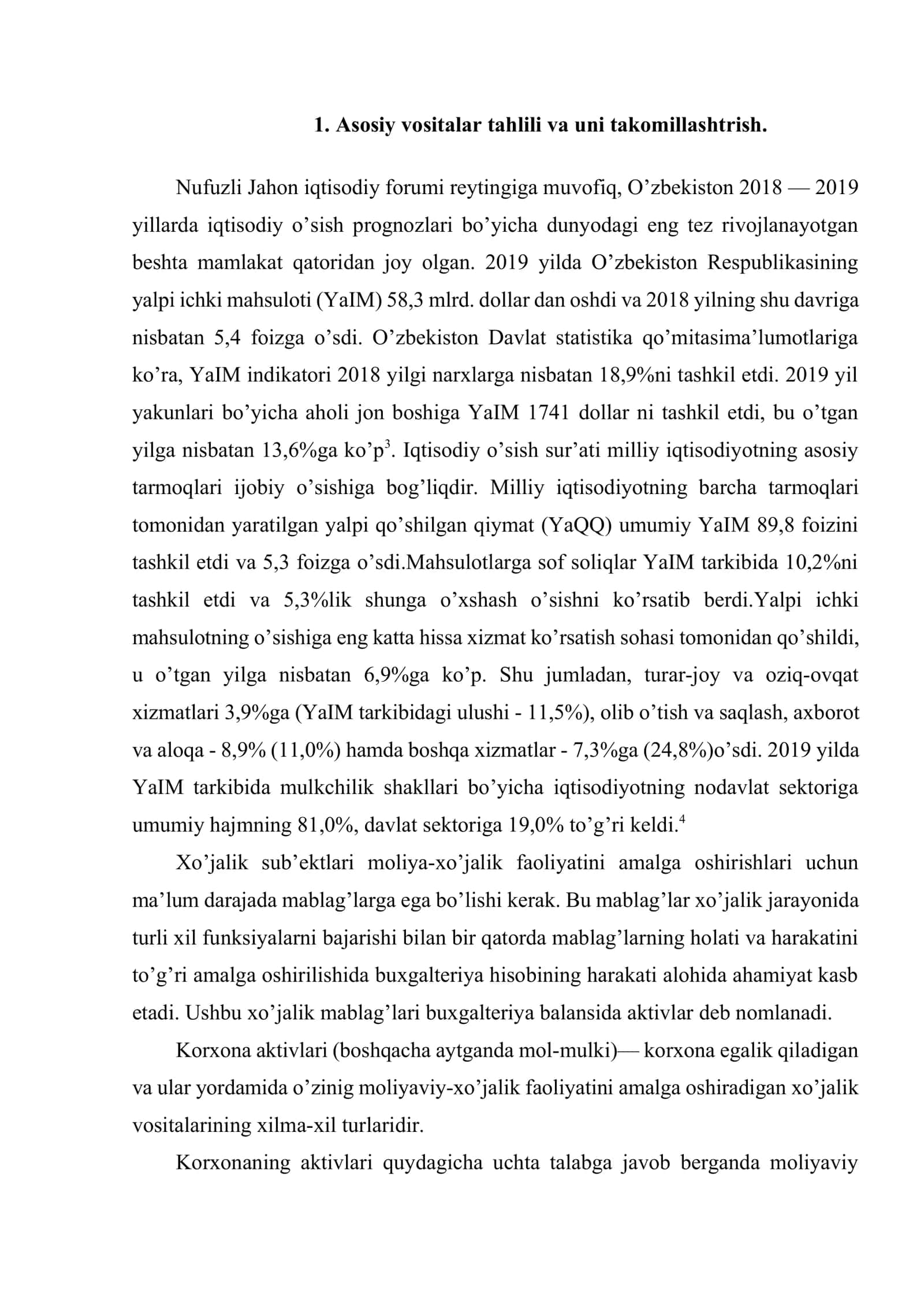 Asosiy vositalar harakatining tahlili 2