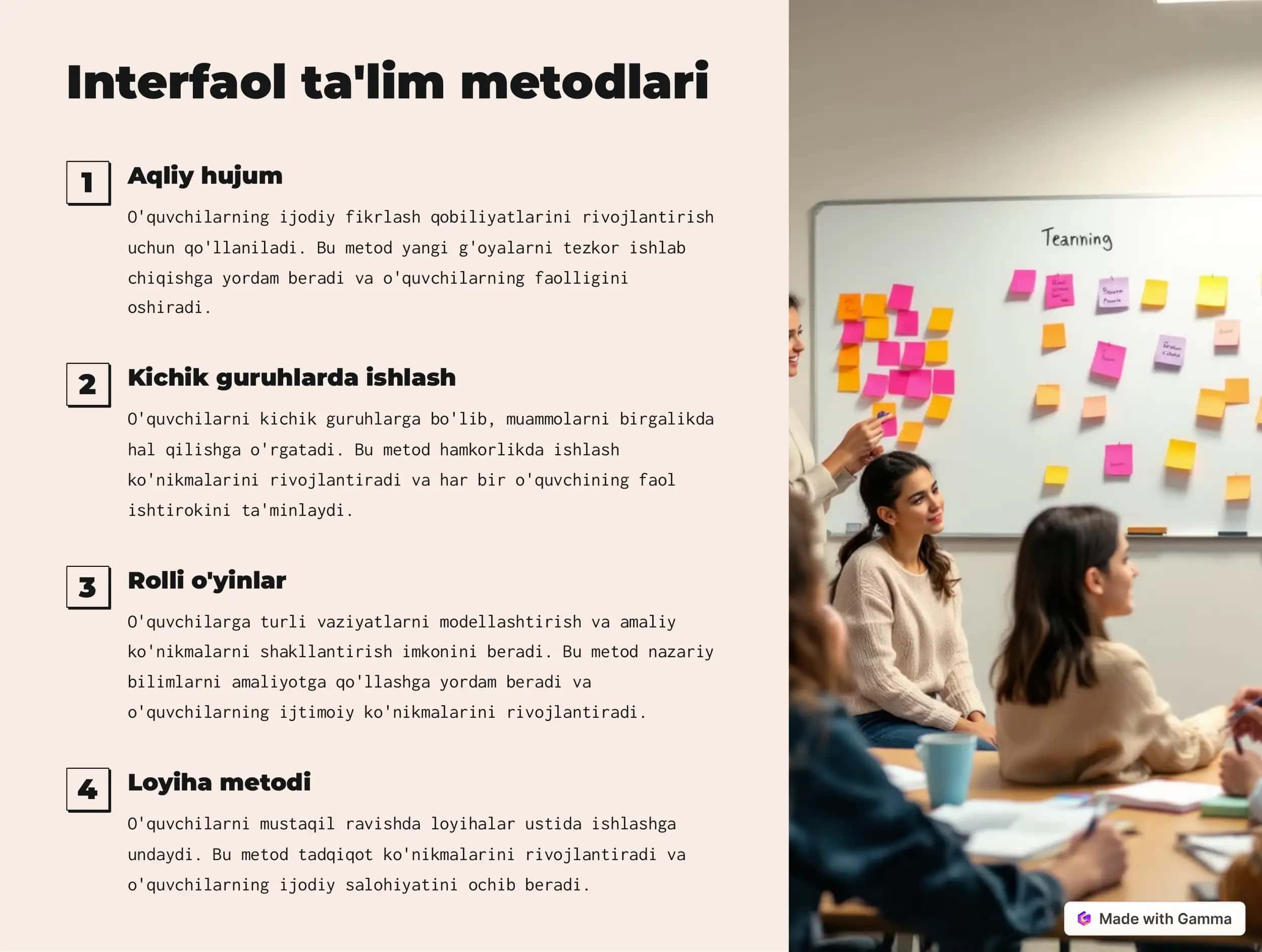 Ta'lim metodlari va shakllarini amaliyotda samarali qo'llash 2