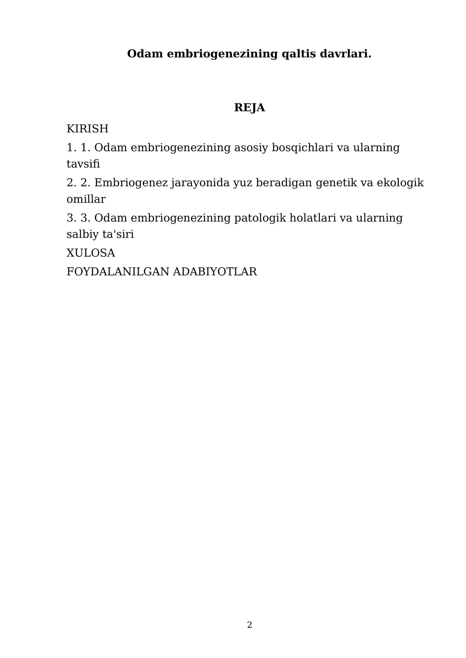 Odam embriogenezining qaltis davrlari 2