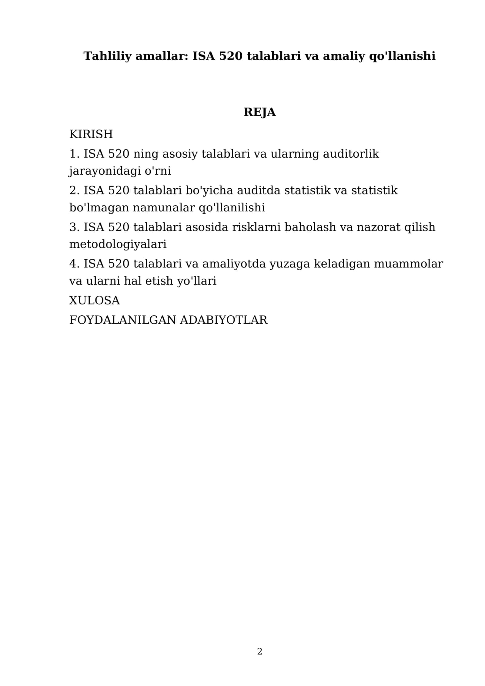 ISA 520 talablari va amaliy qo'llanishi 2