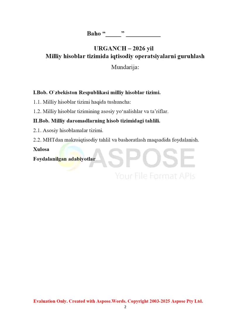 Milliy hisoblar tizimida iqtisodiy operatsiyalarni guruhlash 2