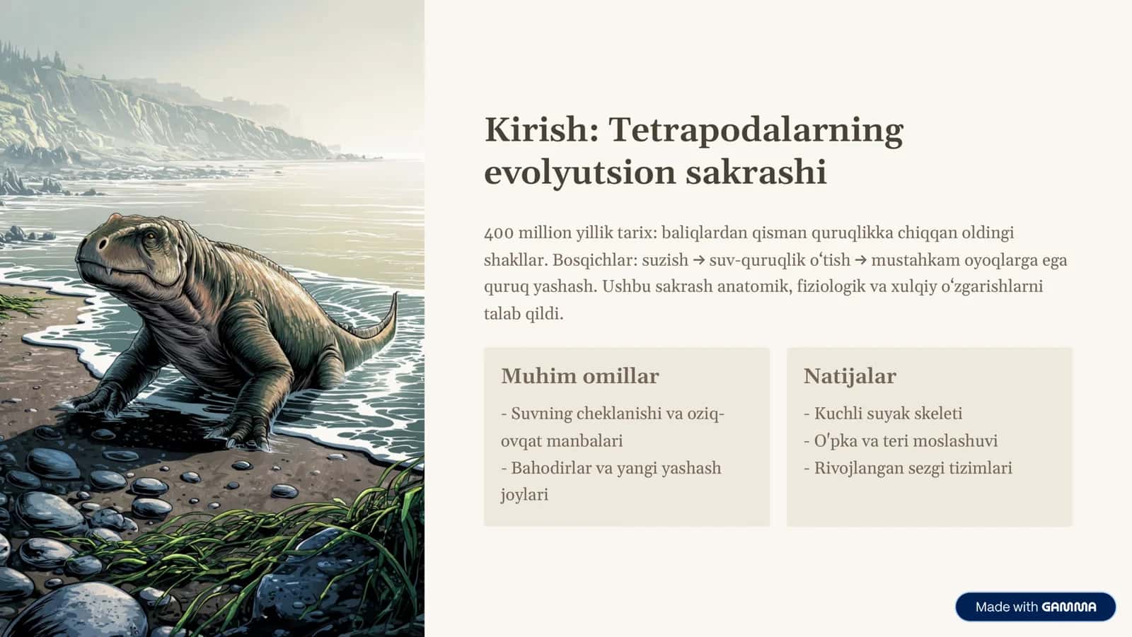 Tetrapoda katta sinfi: Quruqlikda yashash sirlari 2