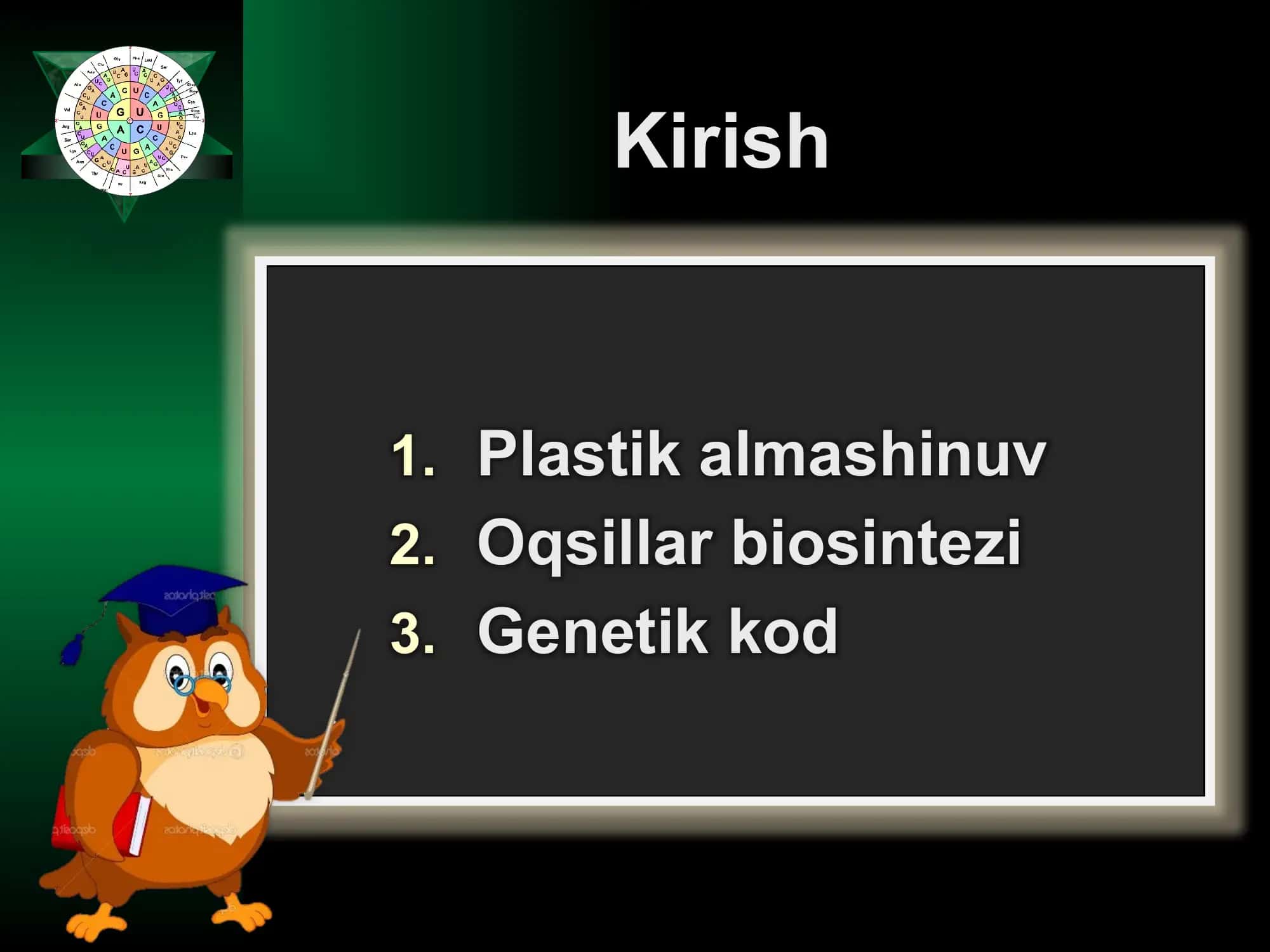 Oqsillar biosintezi. Genetik kod 2
