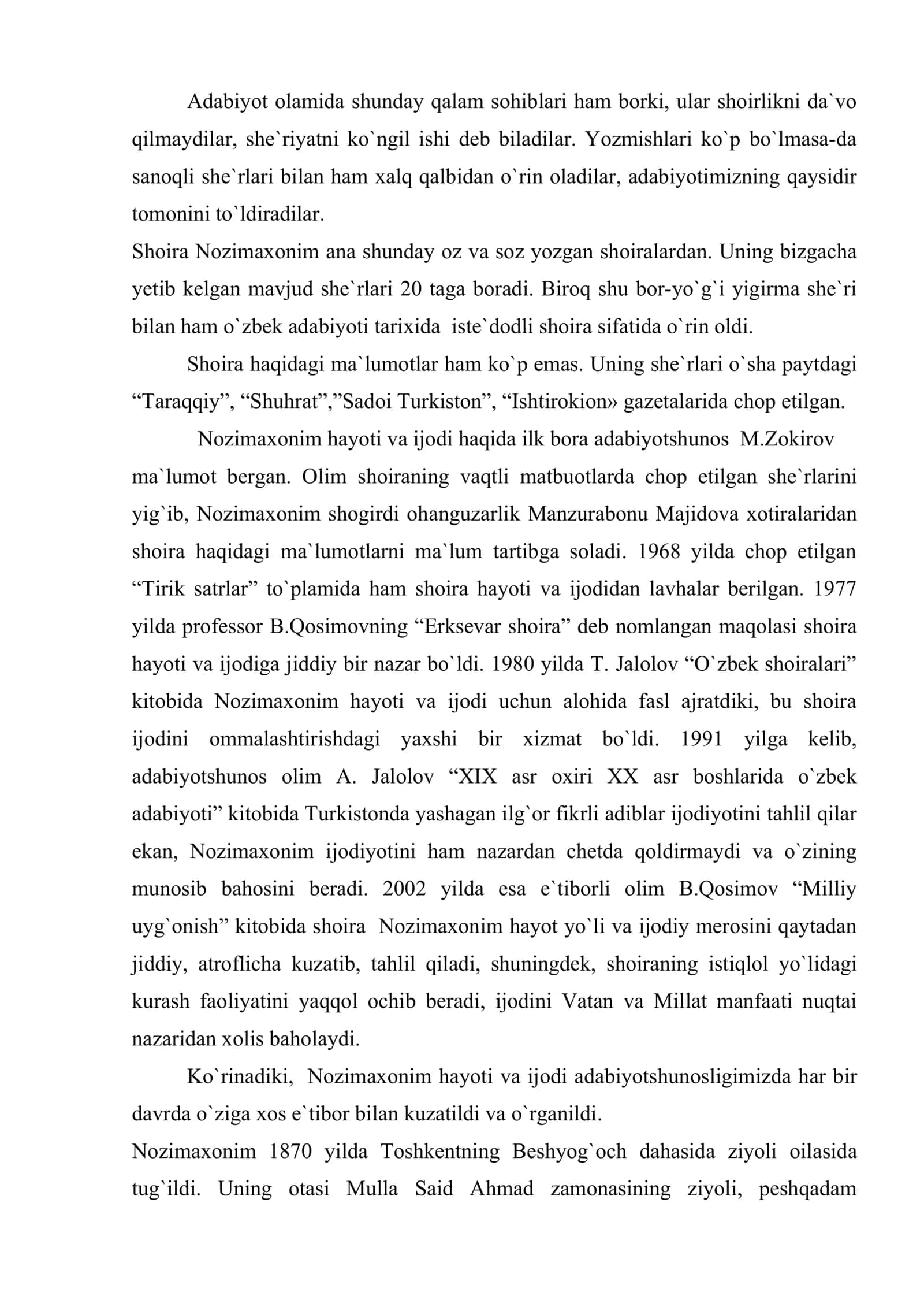 Nozimaxonim hayoti va ijodi 2