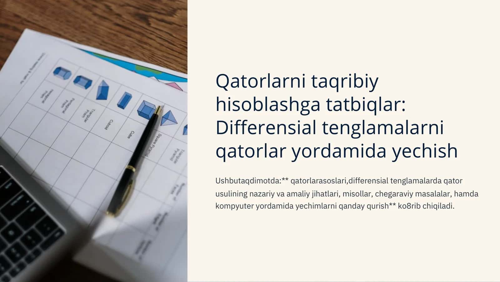 Differensial tenglamani qatorlar bilan ishlash 2