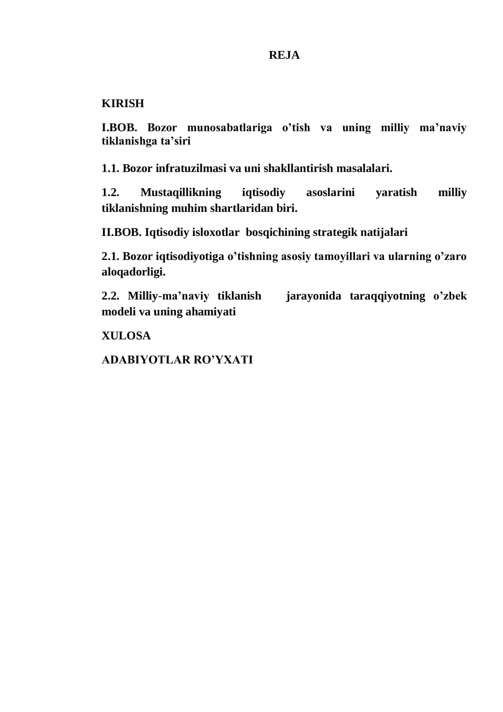 O‟ZBEKISTON RESPUBLIKASI OLIY VA O‟RTA MAXSUS TA‟LIM VAZIRLIGI NIZOMIY NOMIDAGI TOSHKENT DAVLAT PEDAGOGIKA UNIVERSITETI TARIX FAKUL‟TETI “MILLIY G‟OYA VA MA‟NAVIYAT ASOSLARI” KAFEDRASI 2