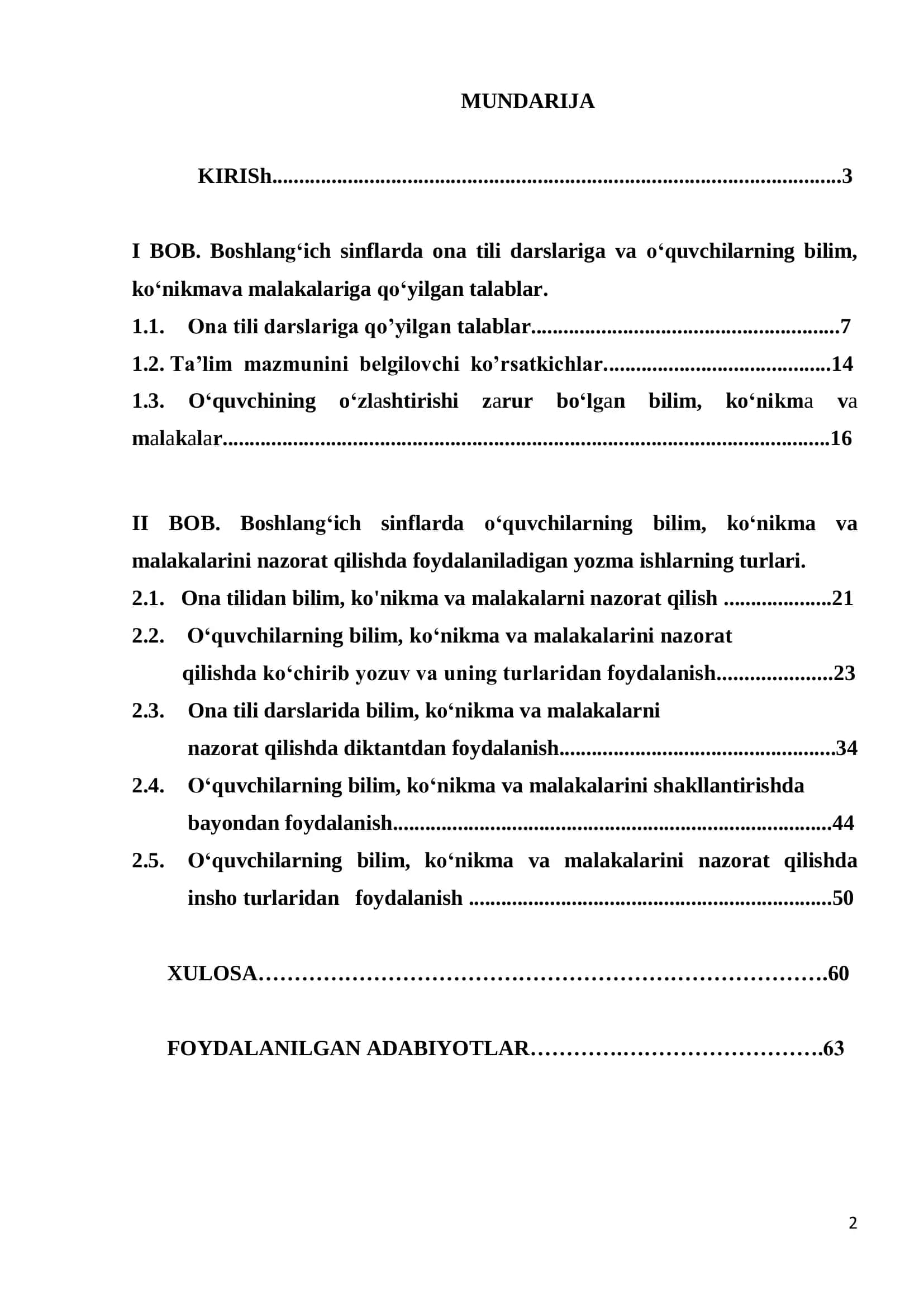 BOSHLANG‘ICH SINF ONA TILI DARSLARIDA O‘QUVCHILAR BILIM 2