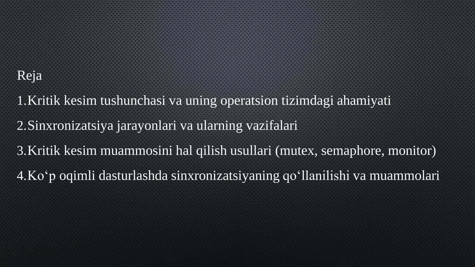 KRITIK KESIM VA SINXRONIZATSIYA 2