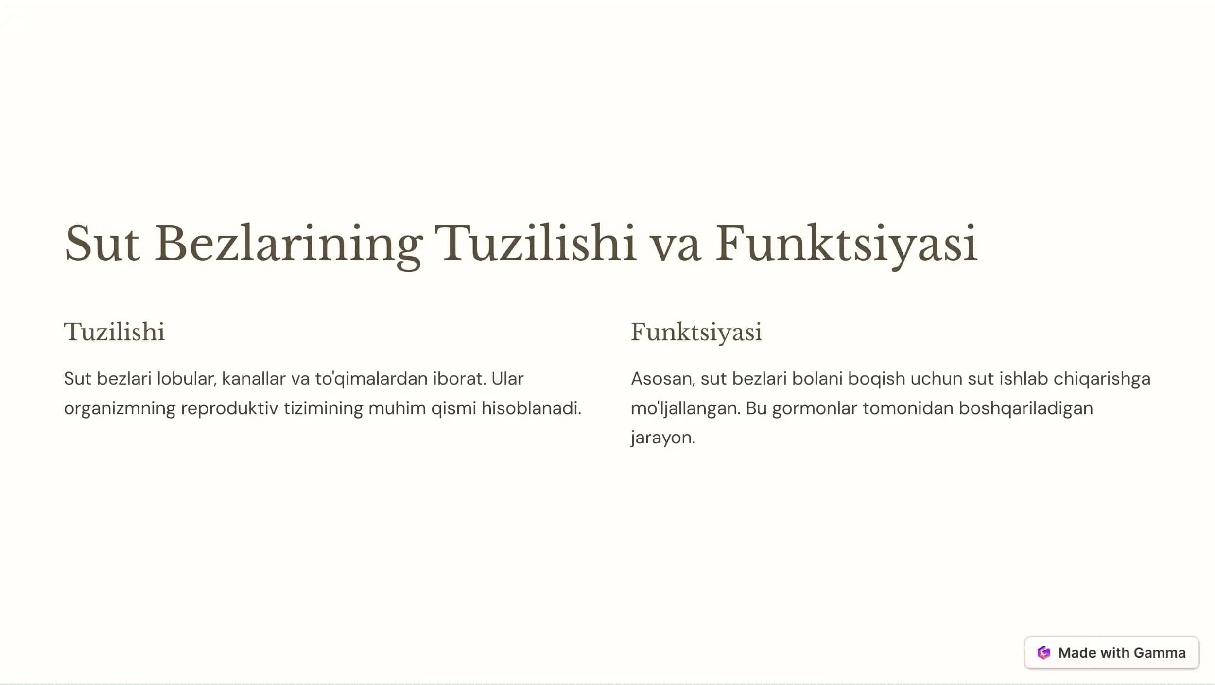 Sut Bezlarining Faolligi va O'zgarishlari 2