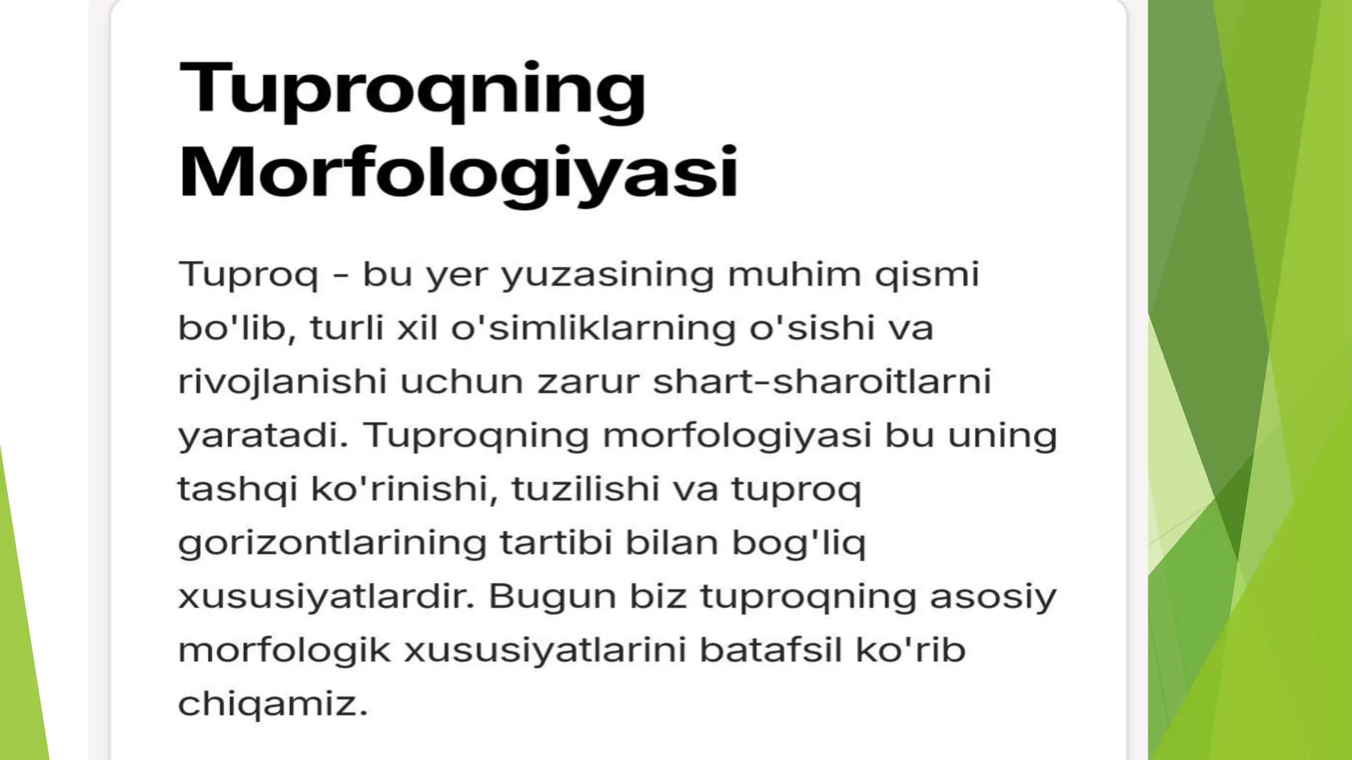 TUPROQ MORFOLOGIYASI 2