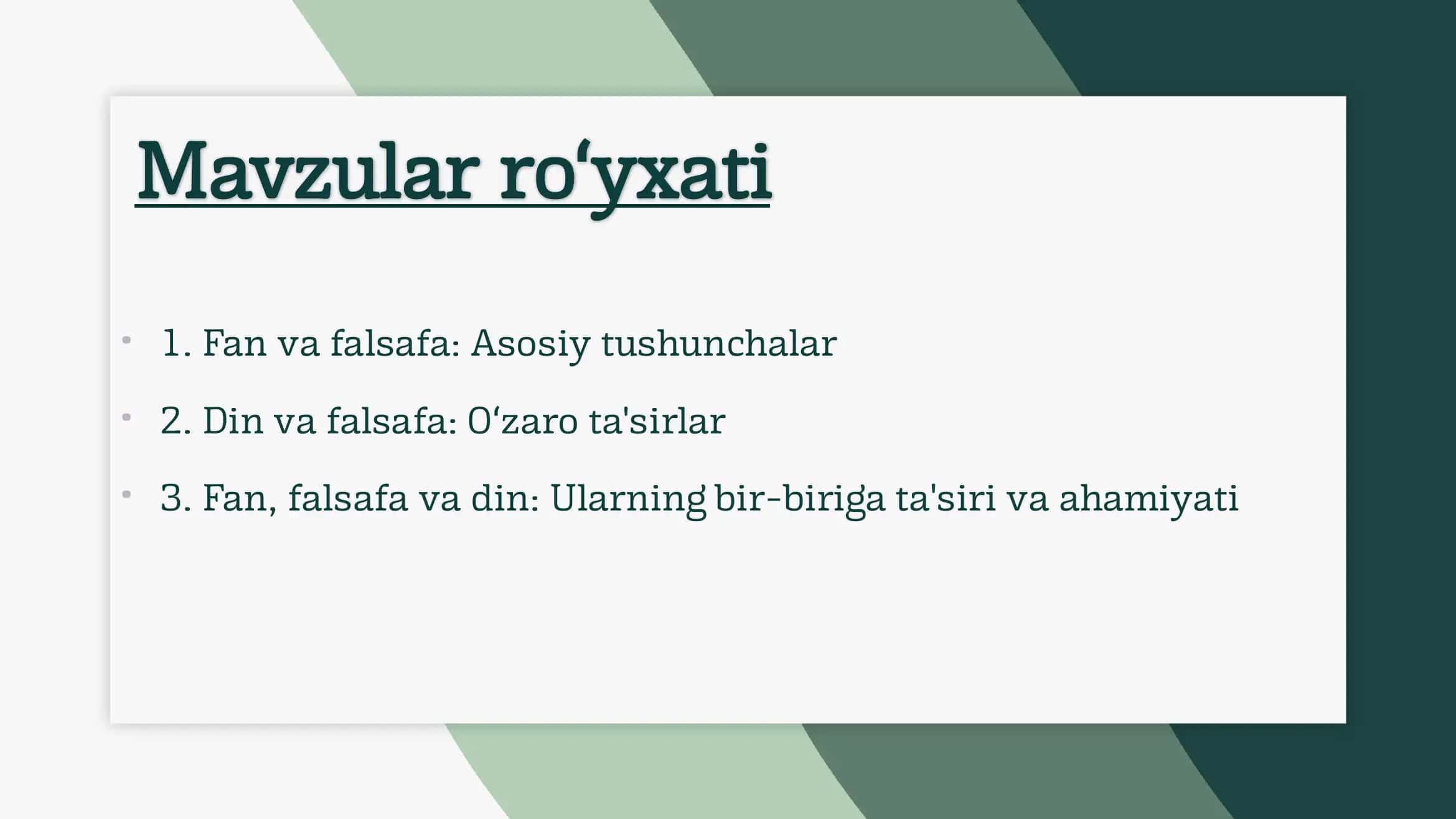 Fan, falsafa va dinning oʻzaro aloqadorligi 2