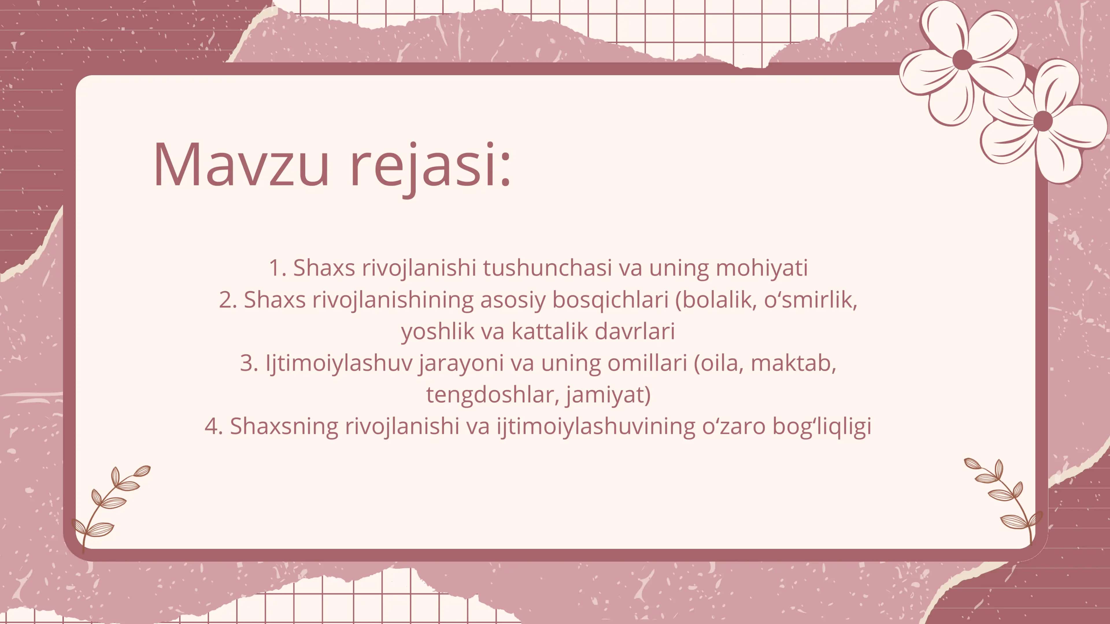 Shaxsiy rivojlanish 2