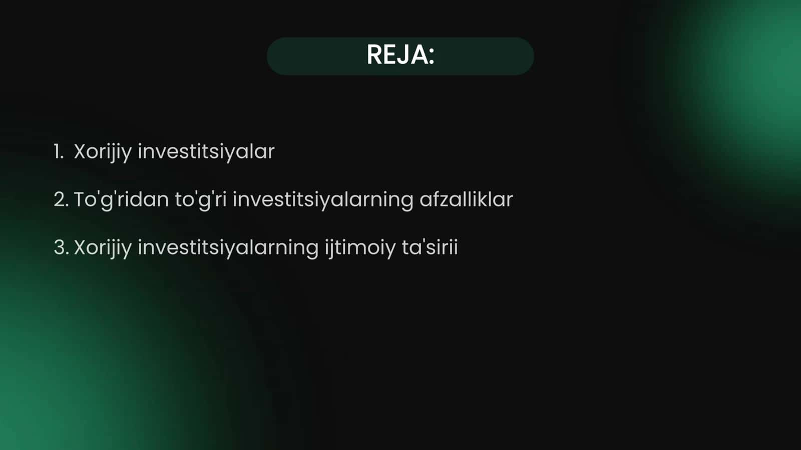 Xorijiy investitsiyalarning ahamiyati 2