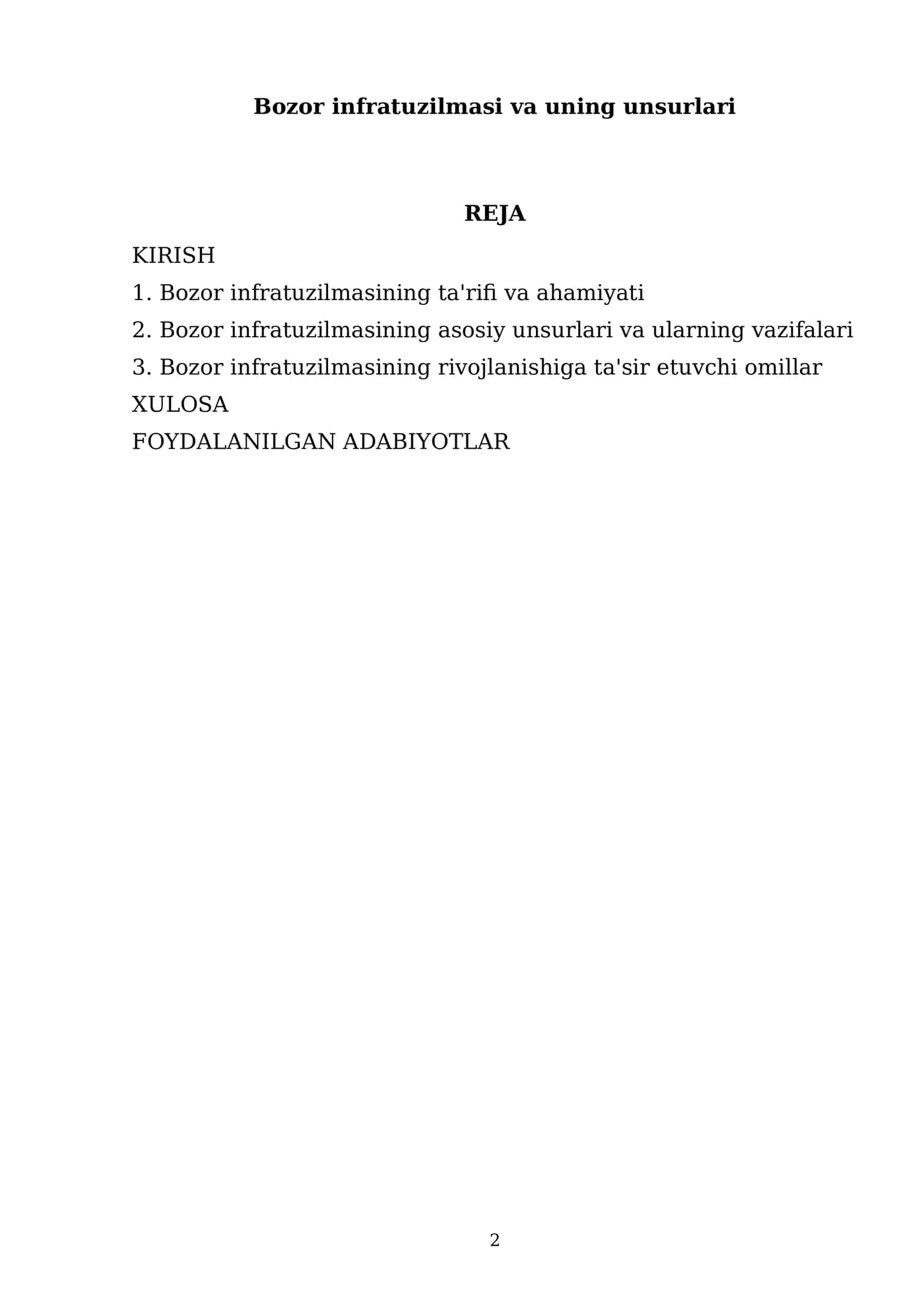 Bozor infratuzilmasi va uning unsurlari 2