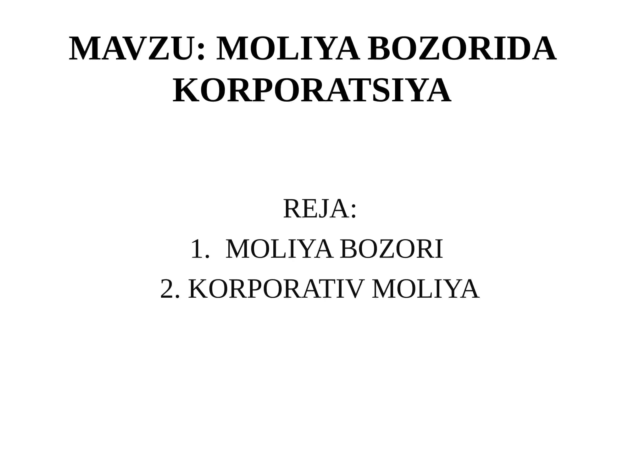 Moliya Bozorida Korporativ Moliya 2