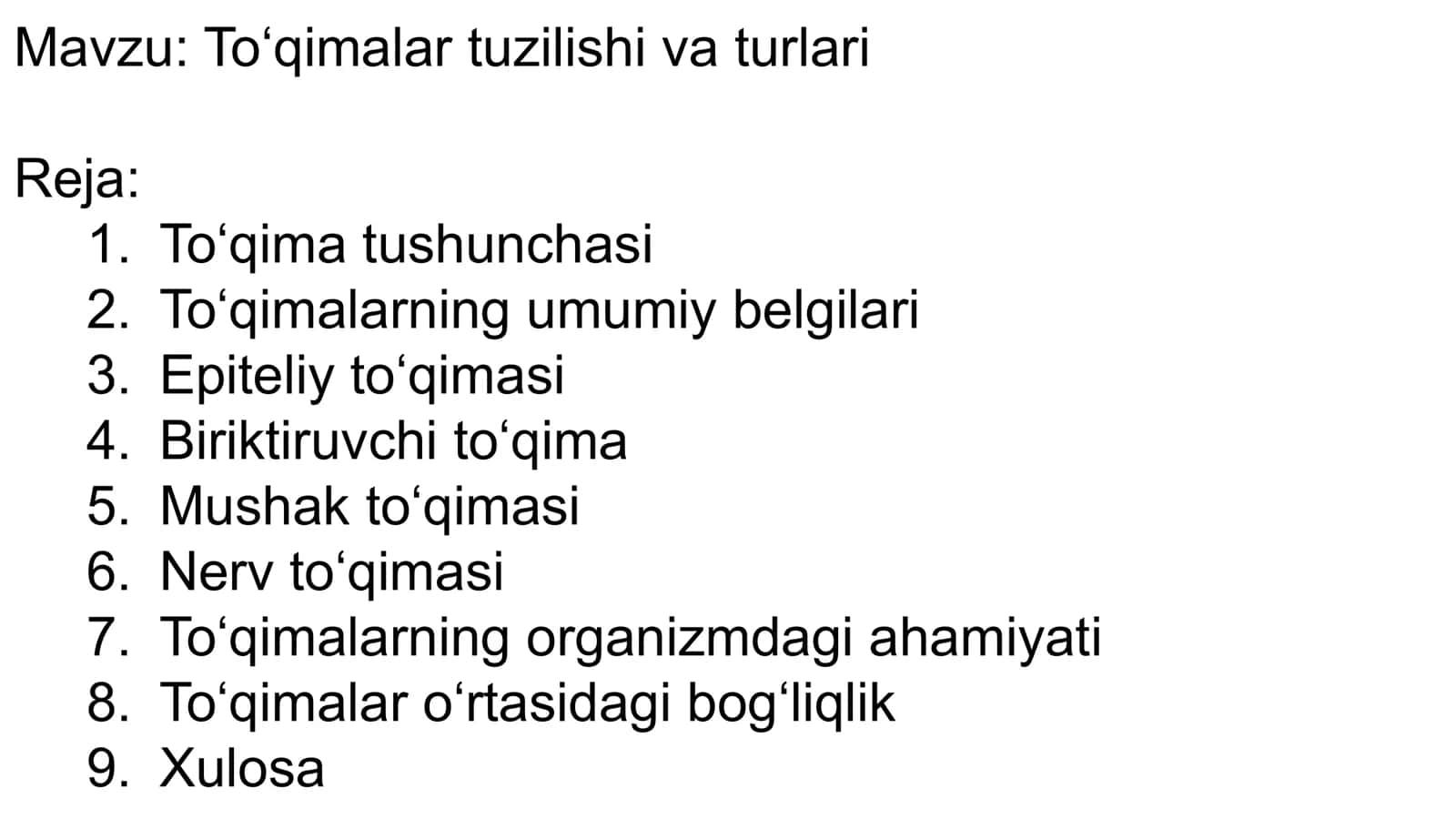 To‘qimalar tuzilishi va turlari 2