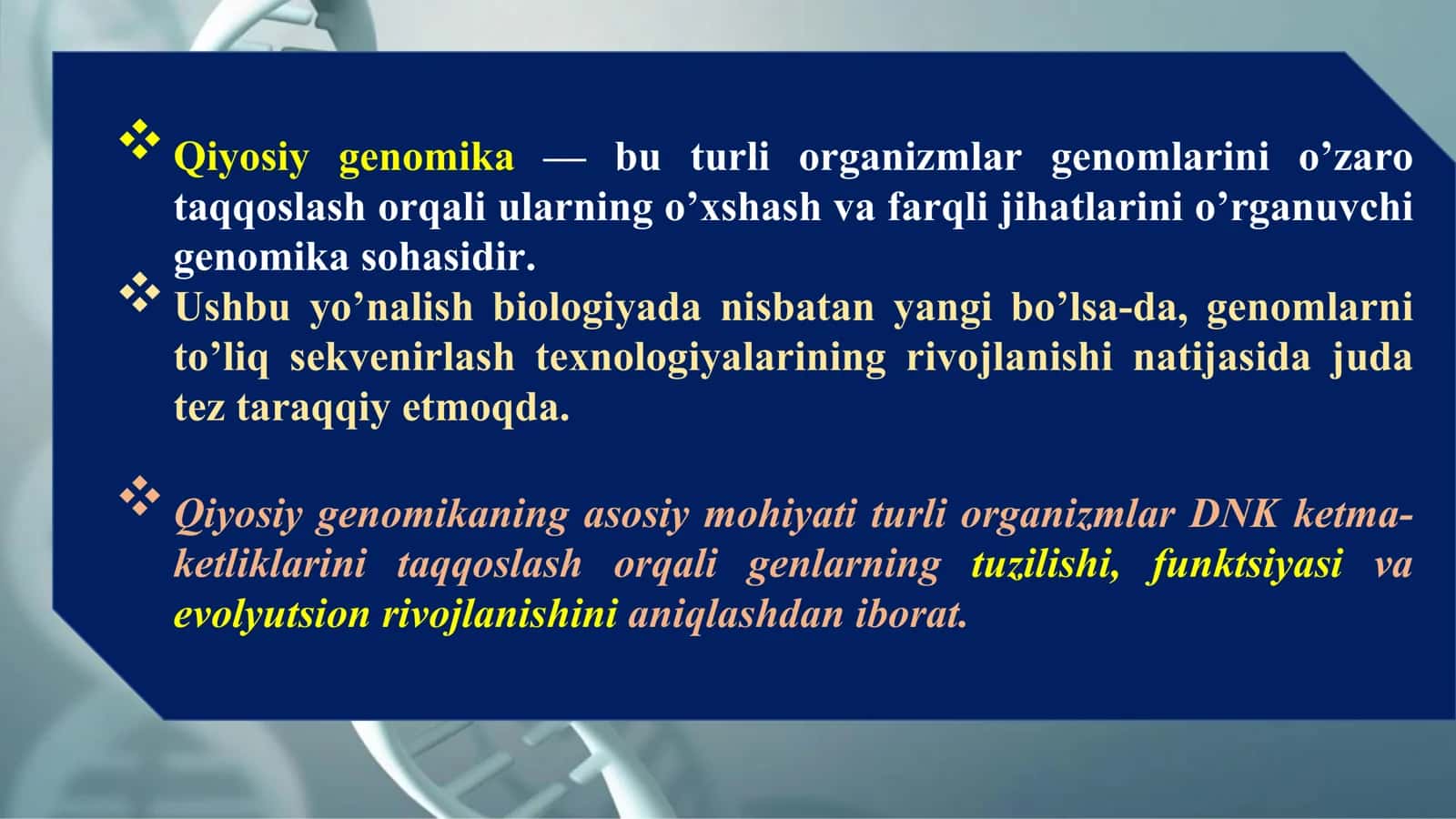 Qiyosiygenomika. Populyatsiongenomika 2