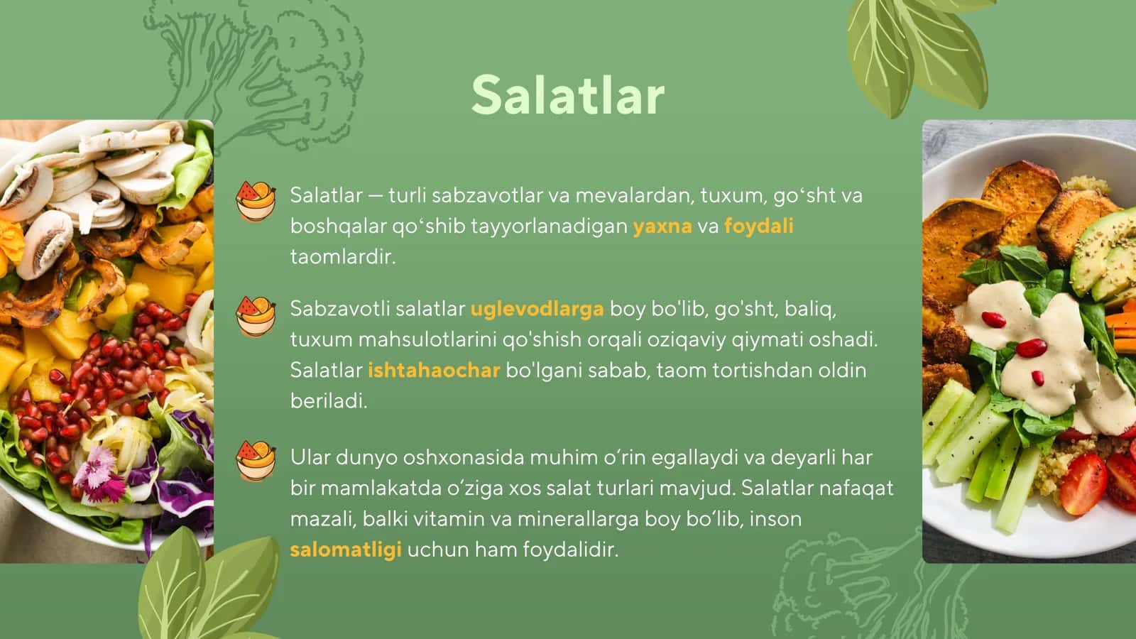 Chet davlat salatlari 2