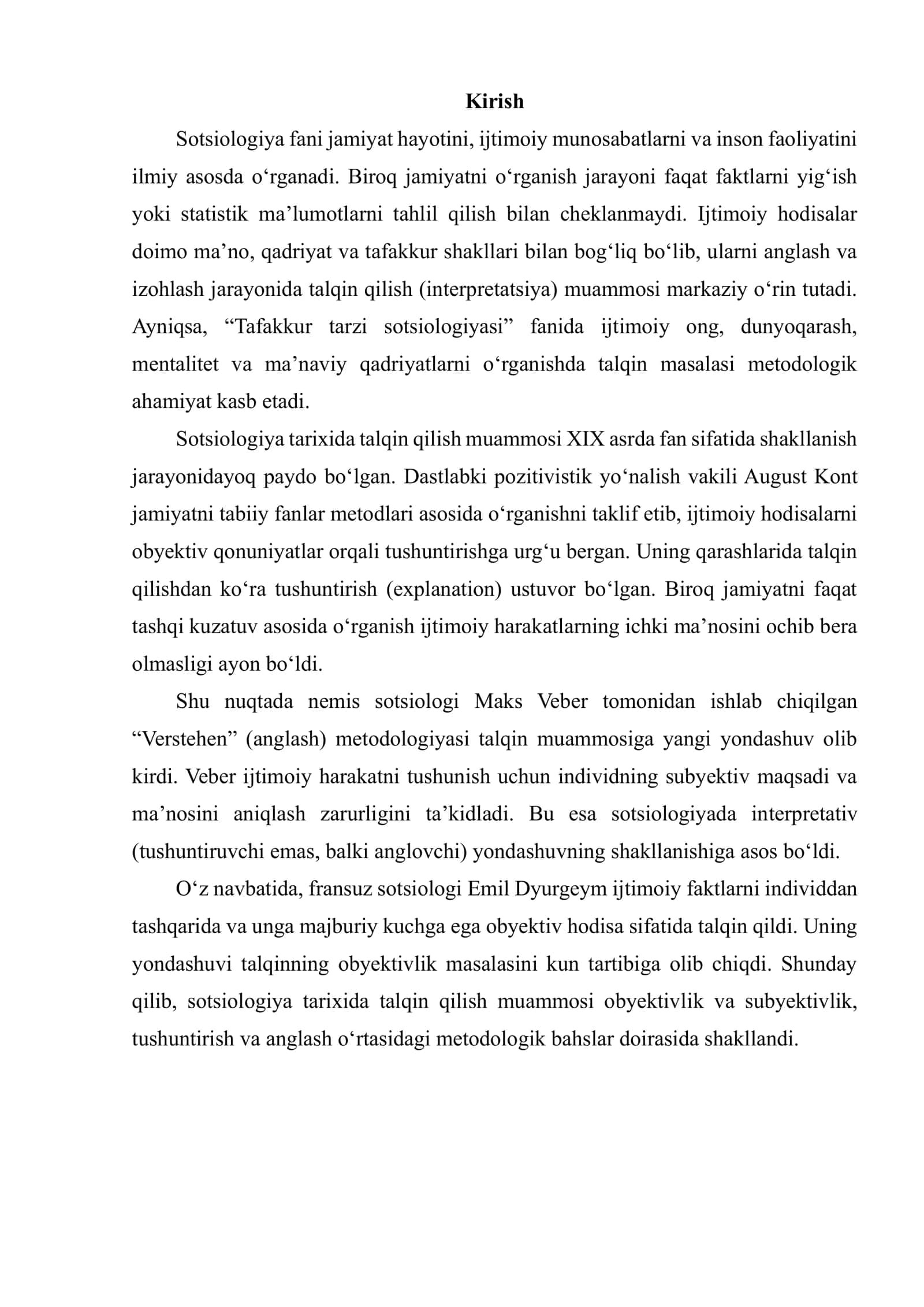 SOTSIOLOGIYA TARIXIDA TALQIN QILISH MUAMMOLARINING YECHIMI 2