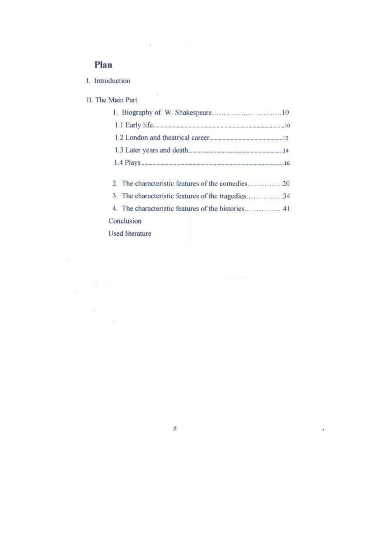 The characteristic features of Shakespearean works 2